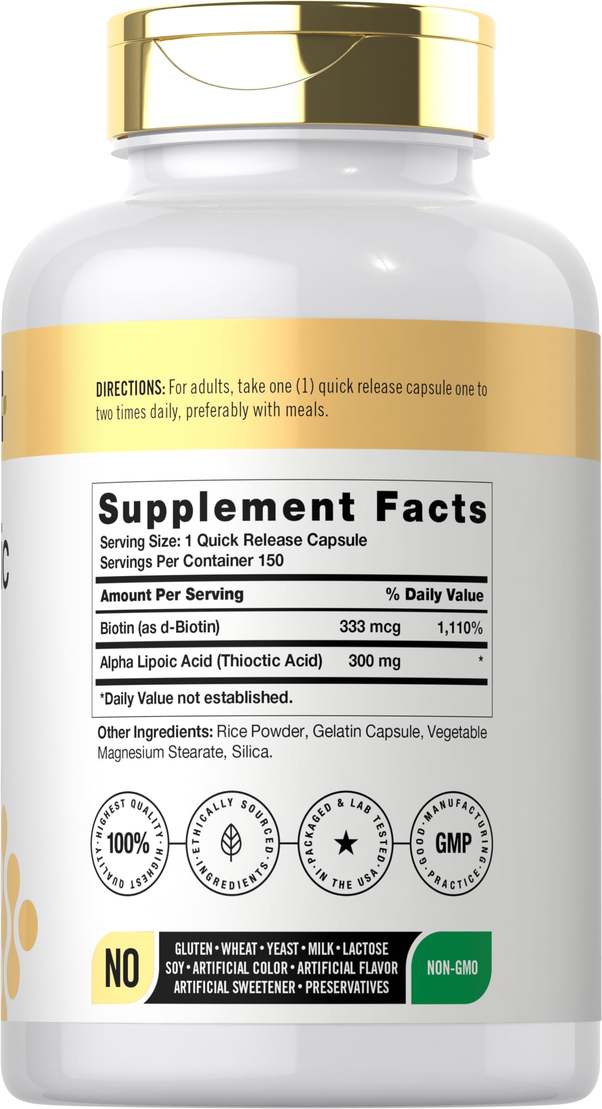 Doctor's Way Alpha Lipoic Acid 300mg capsules side view