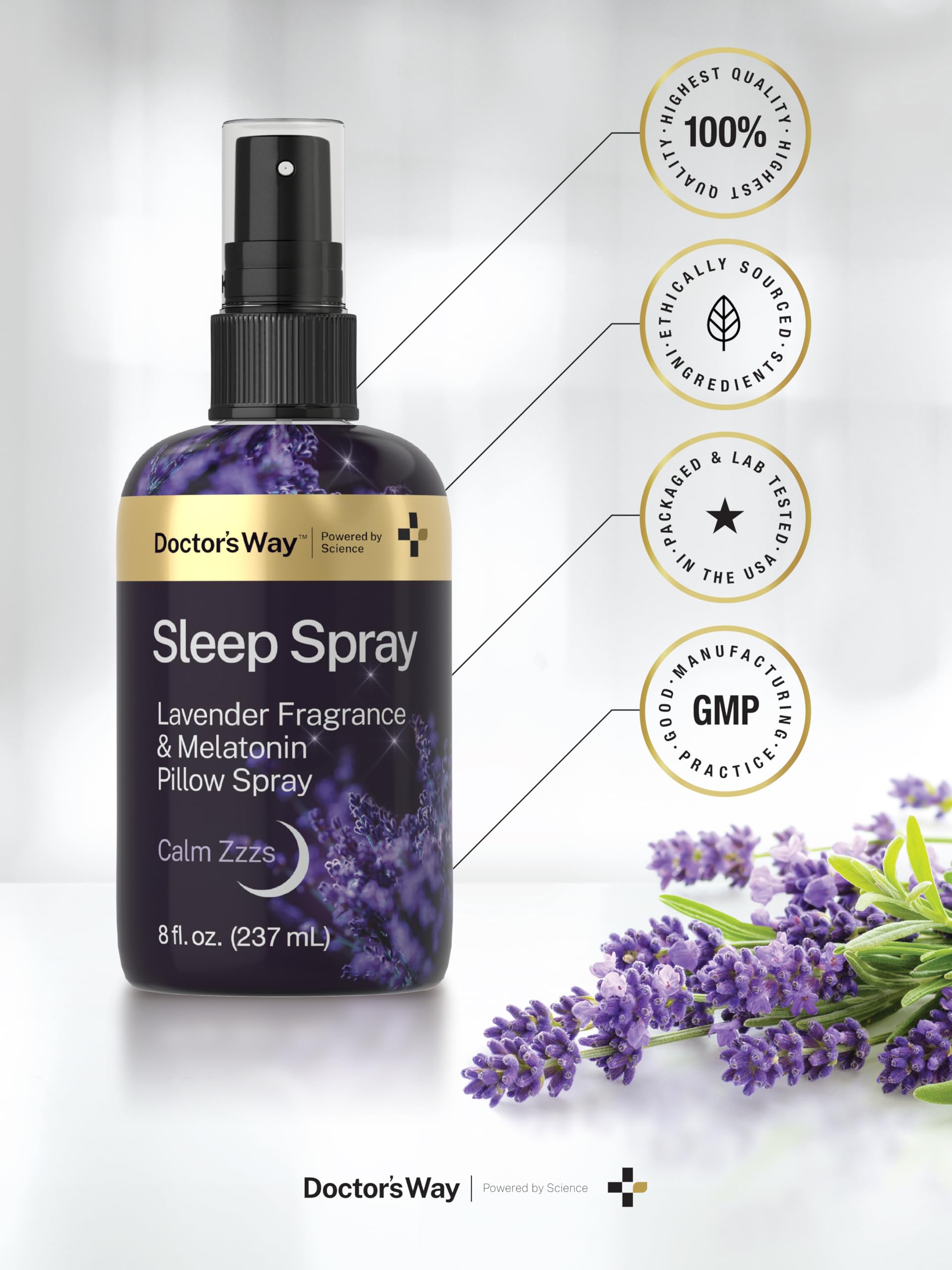 Doctor's Way Lavender Melatonin Pillow Spray mist being sprayed