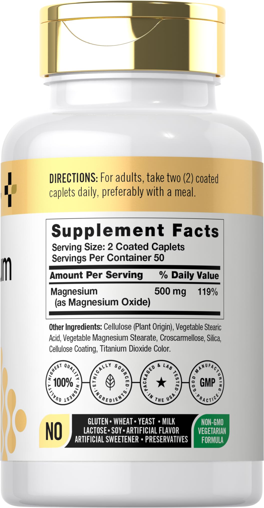 Doctor's Way Magnesium Oxide 500mg caplets side view