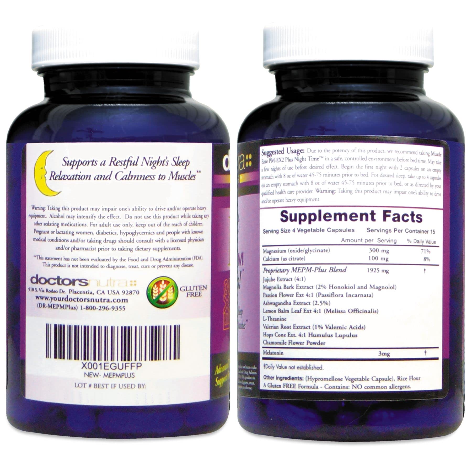 Doctors Nutra Muscle EZZE PM-PLUS Night Time Supplement side view