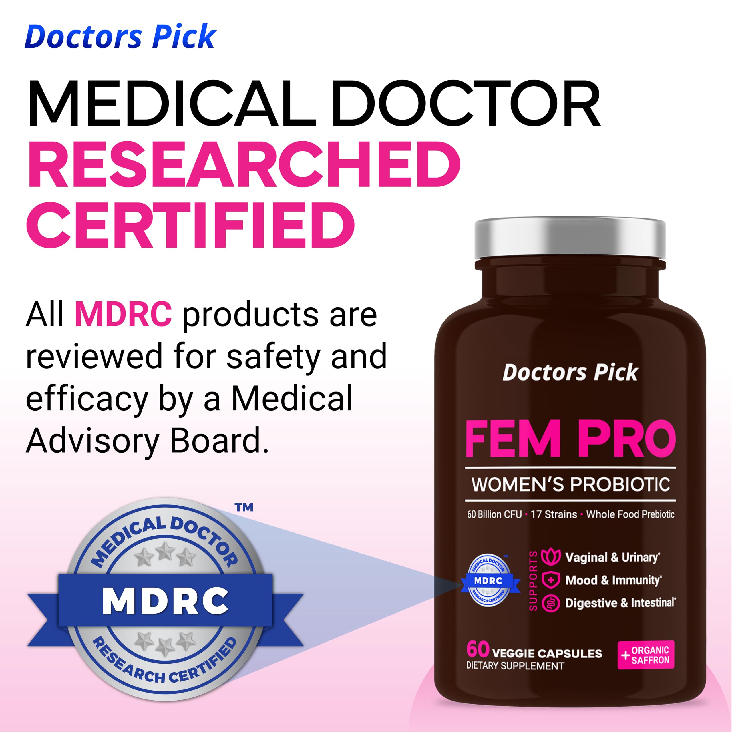 Doctors Pick Fem Pro Probiotics with organic saffron