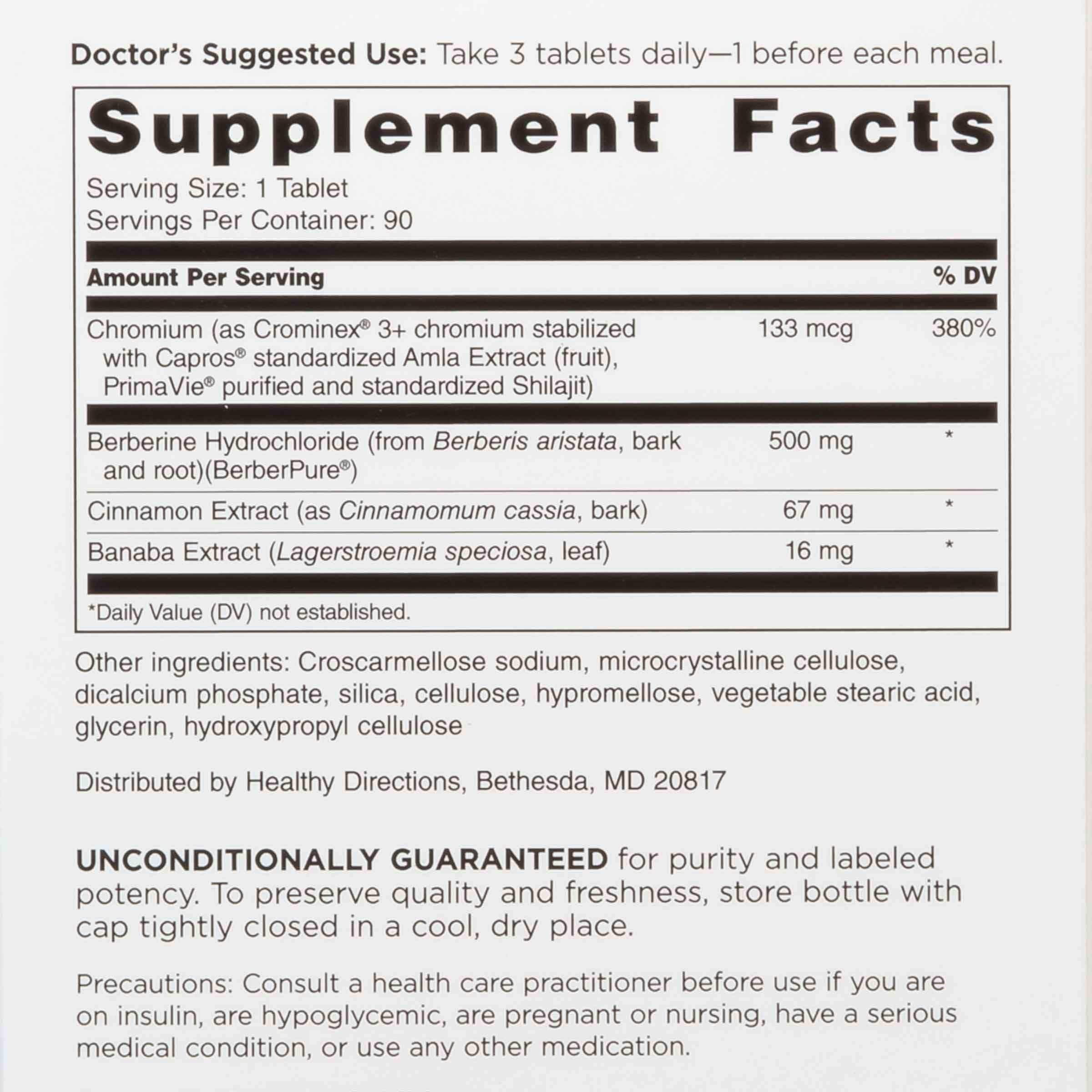 DOCTORS' PREFERRED GlucoGold with Berberine 1500mg bottle with label