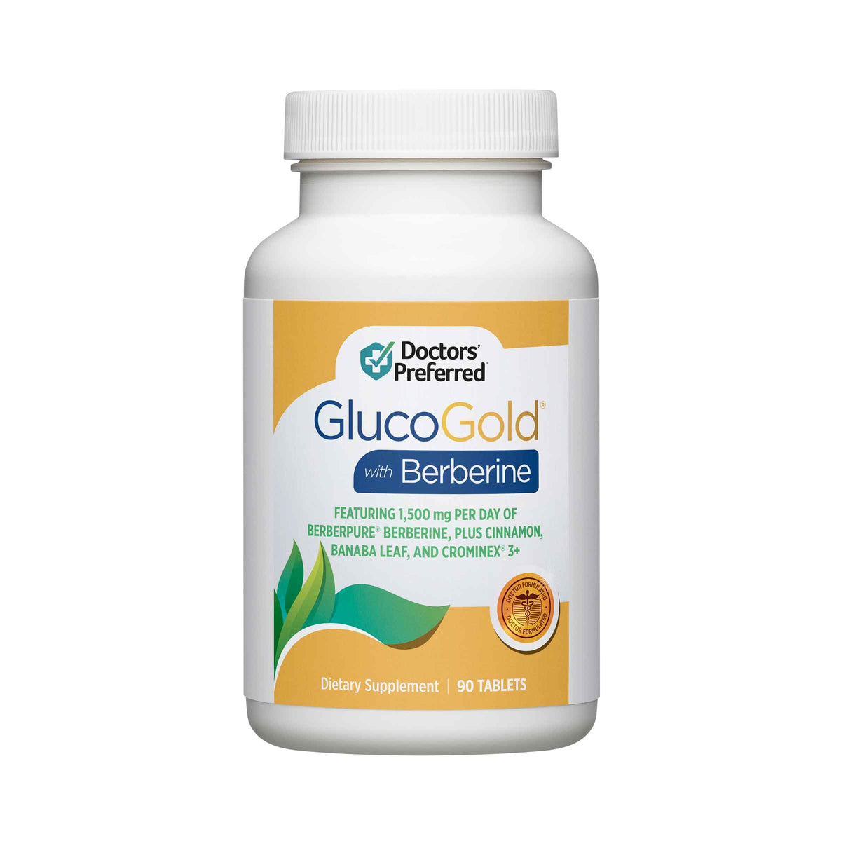 DOCTORS' PREFERRED GlucoGold with Berberine 1500mg front view