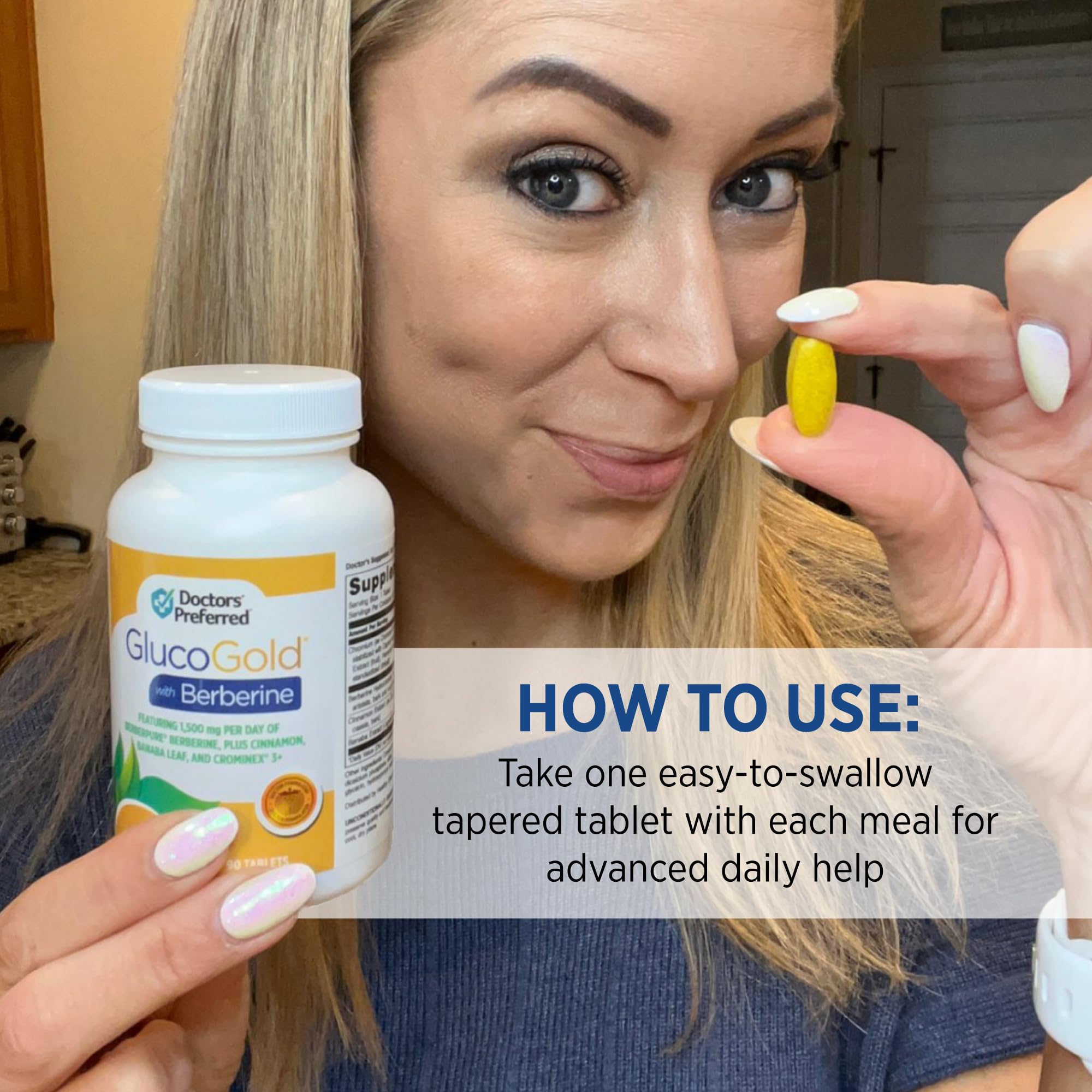 DOCTORS' PREFERRED GlucoGold with Berberine 1500mg packaging details