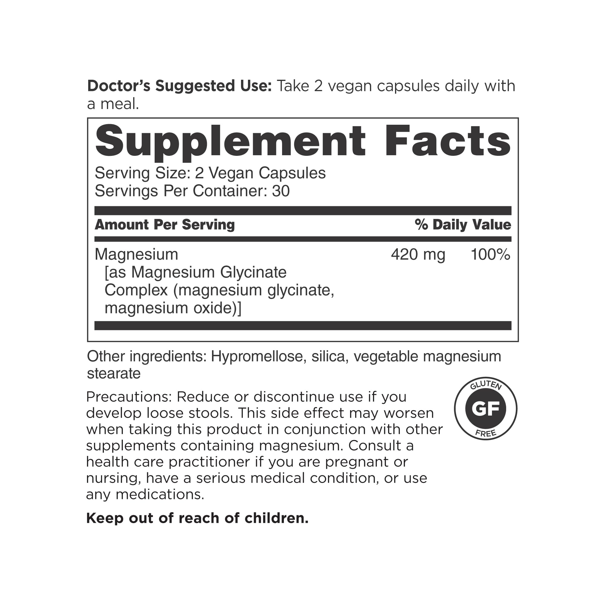 DOCTORS' PREFERRED Magnesium Supplement 420mg side view