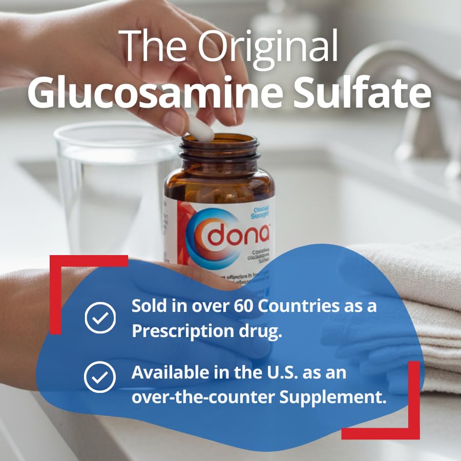 Dona Glucosamine Sulfate Caplets on a wooden table