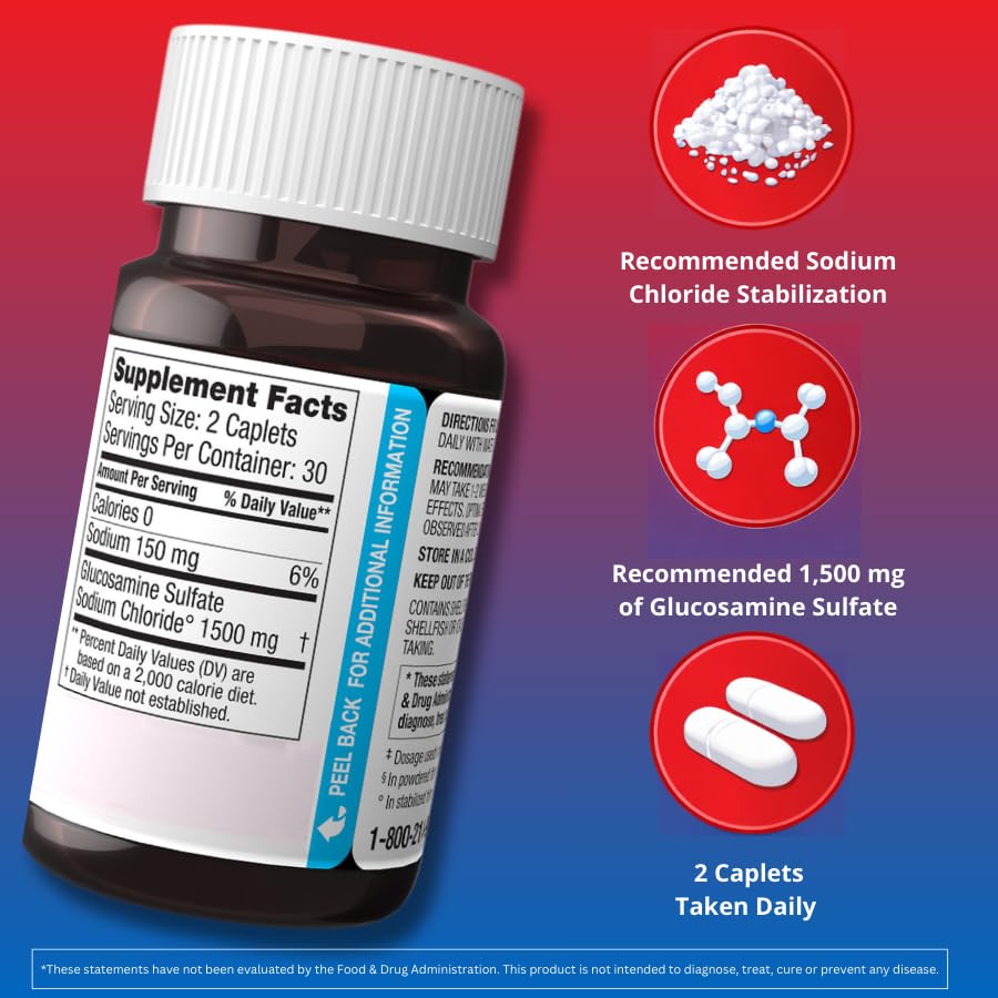 Dona Glucosamine Sulfate Caplets packaging with ingredients