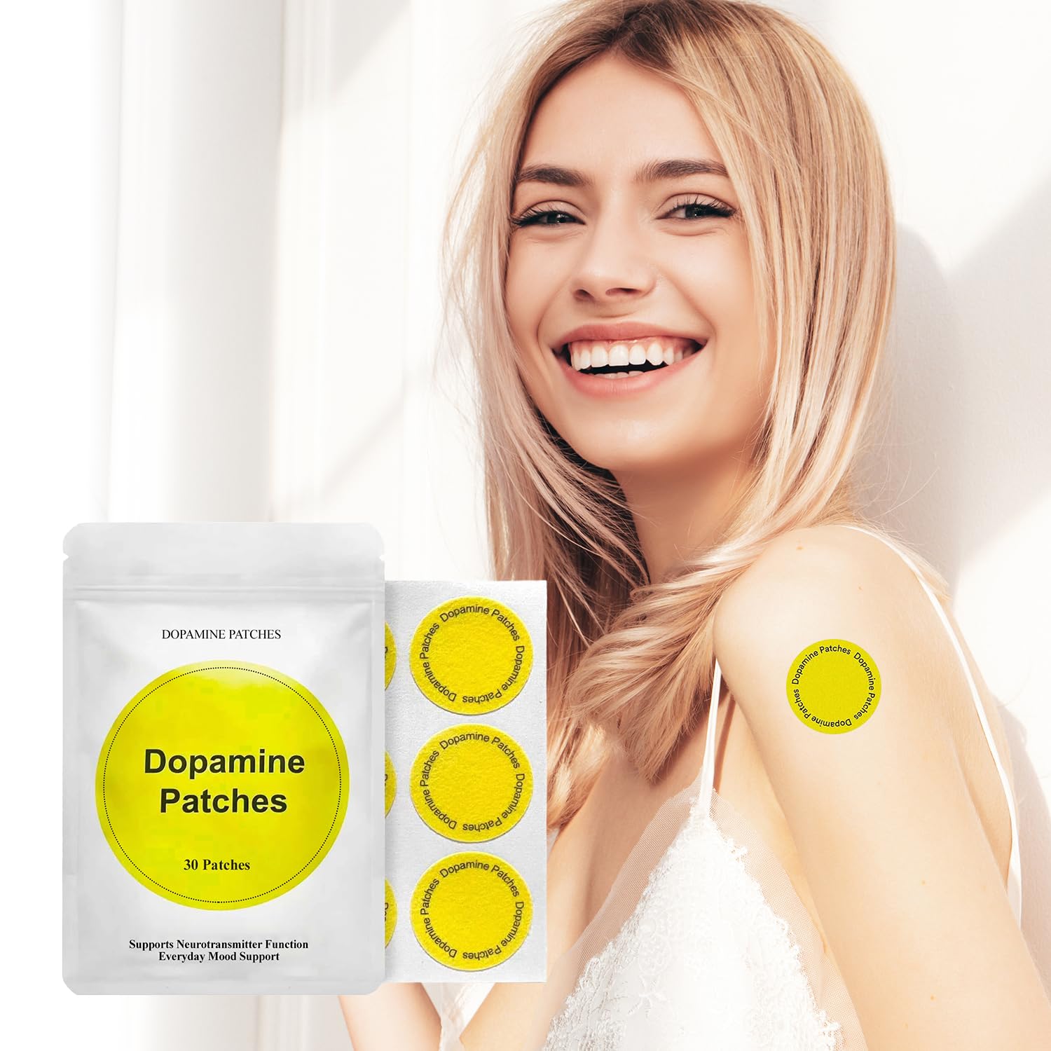 Dopamine Patches Extra Strength with botanical ingredients highlighted