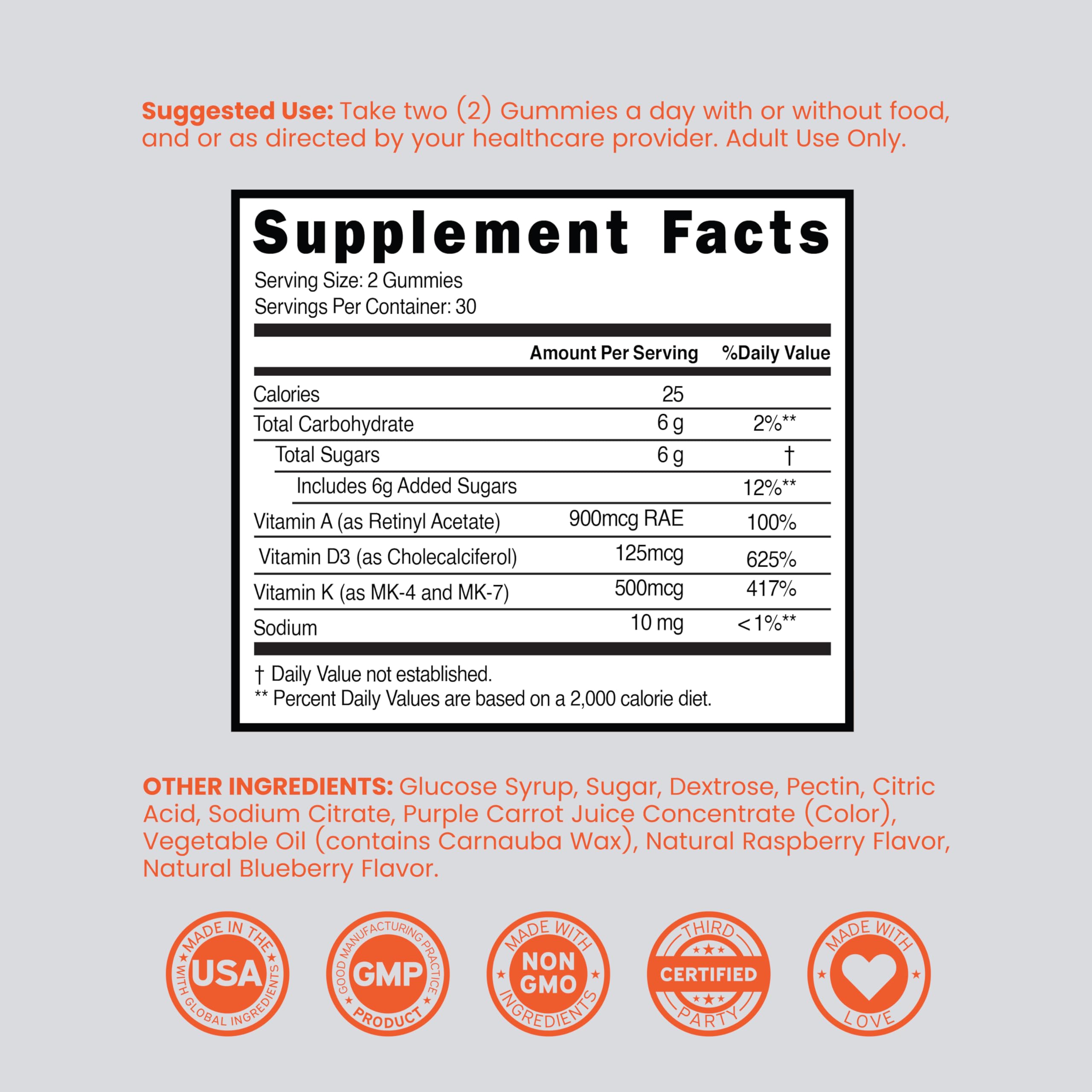 DORADO NUTRITION ADK Vitamin Gummies bottle with gummies scattered