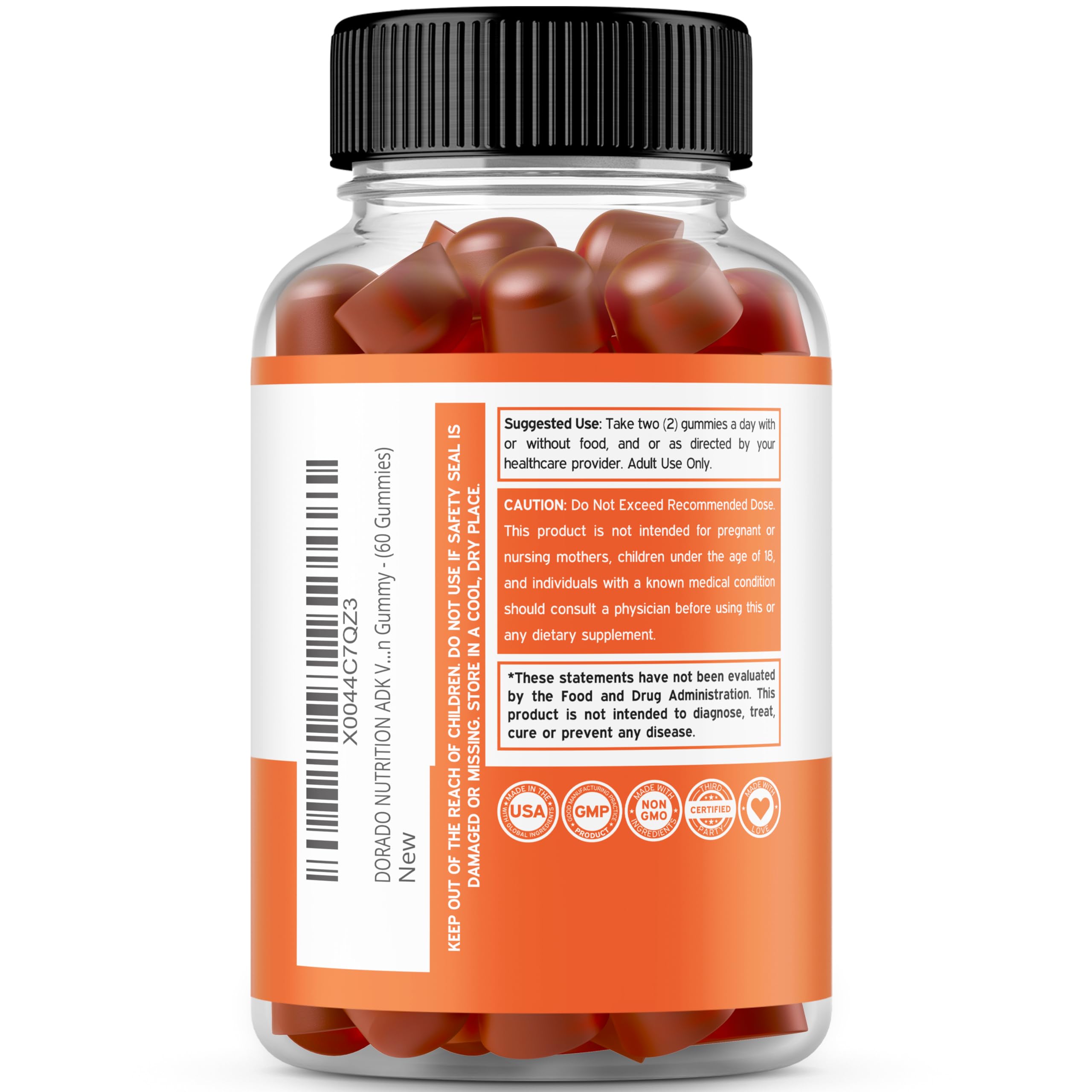 DORADO NUTRITION ADK Vitamin Gummies packaging side view