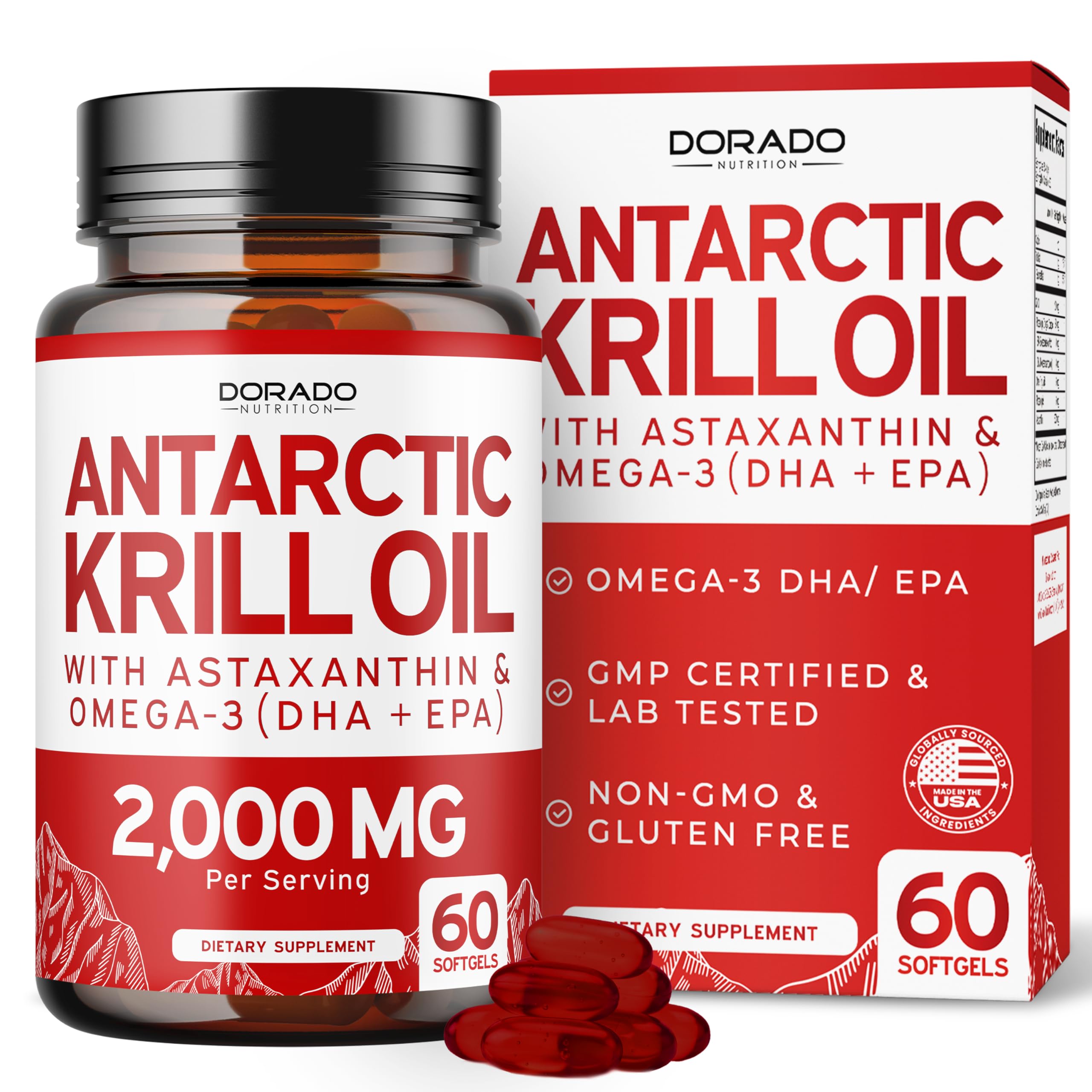 DORADO NUTRITION Antarctic Krill Oil Omega-3 supplement softgel front view