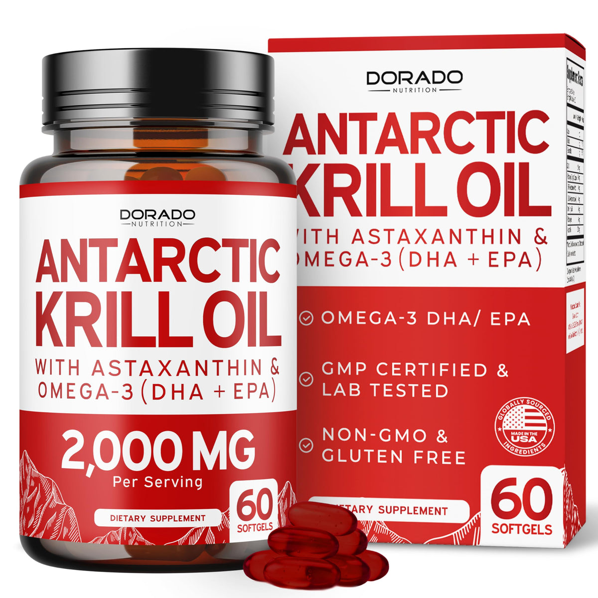 DORADO NUTRITION Antarctic Krill Oil Omega-3 supplement softgel front view