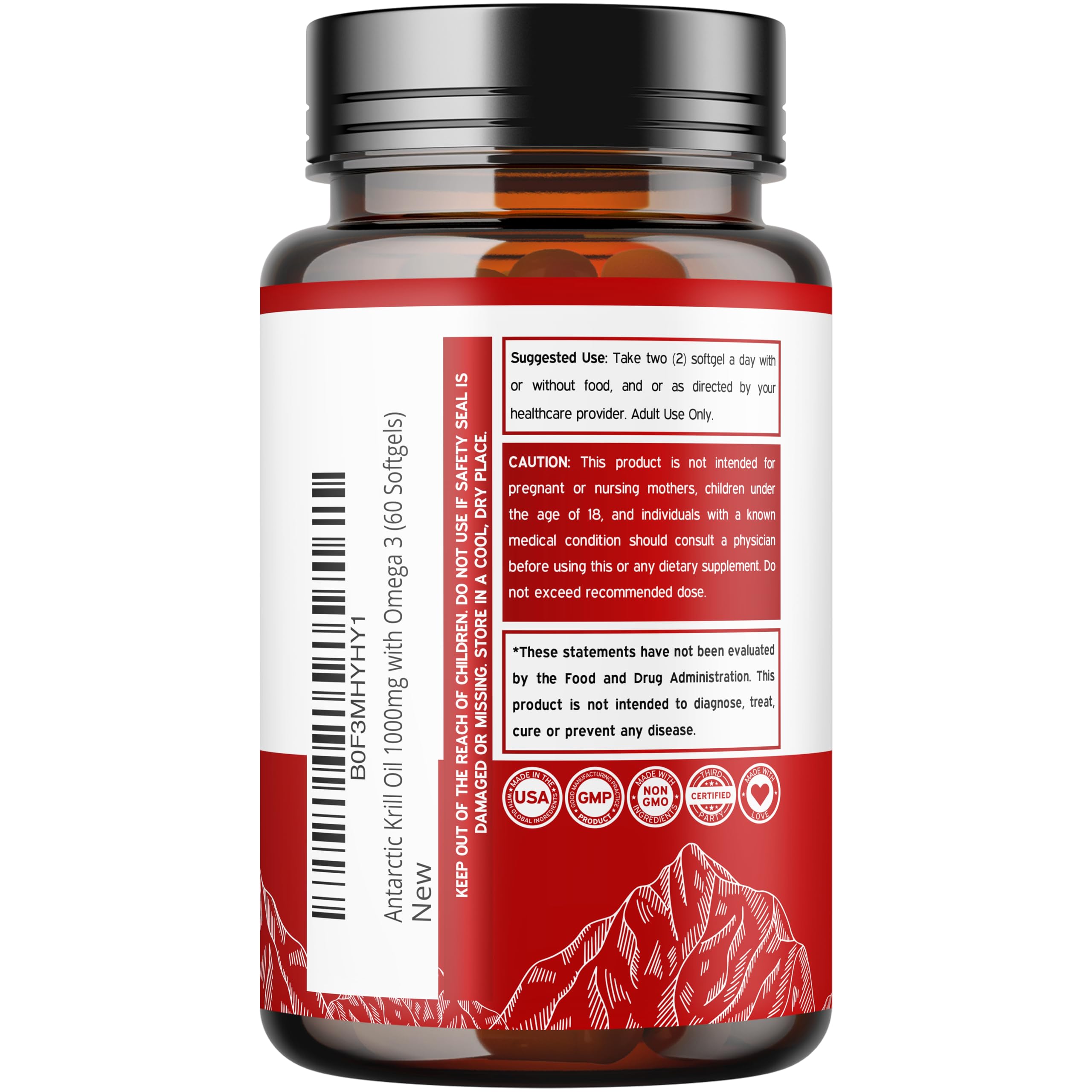 DORADO NUTRITION Antarctic Krill Oil Omega-3 supplement softgels in a clear bottle