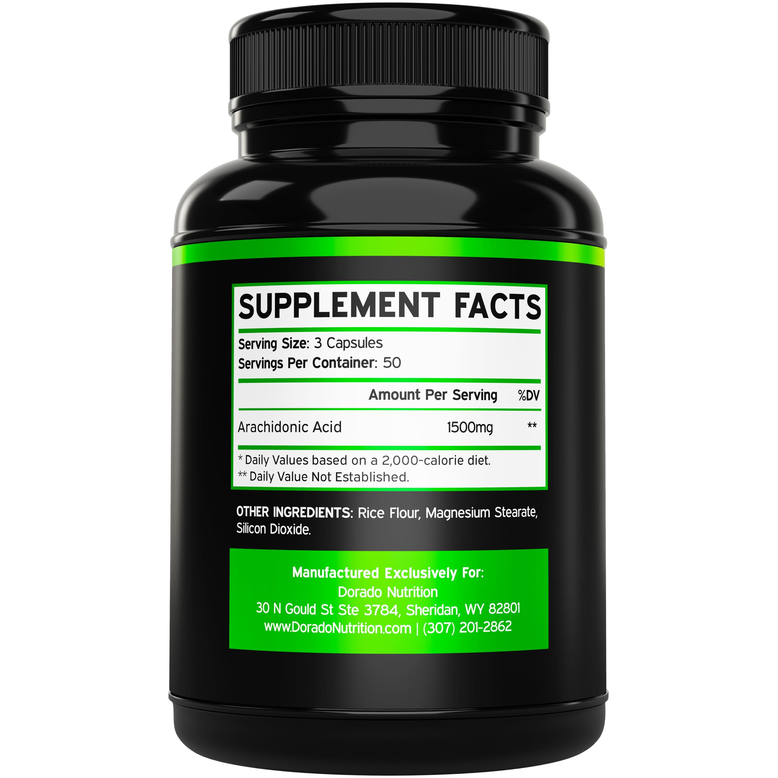 DORADO NUTRITION Arachidonic Acid supplement bottle side view
