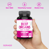 DORADO NUTRITION Beef Organ for Women Supplement bottle on a kitchen counter