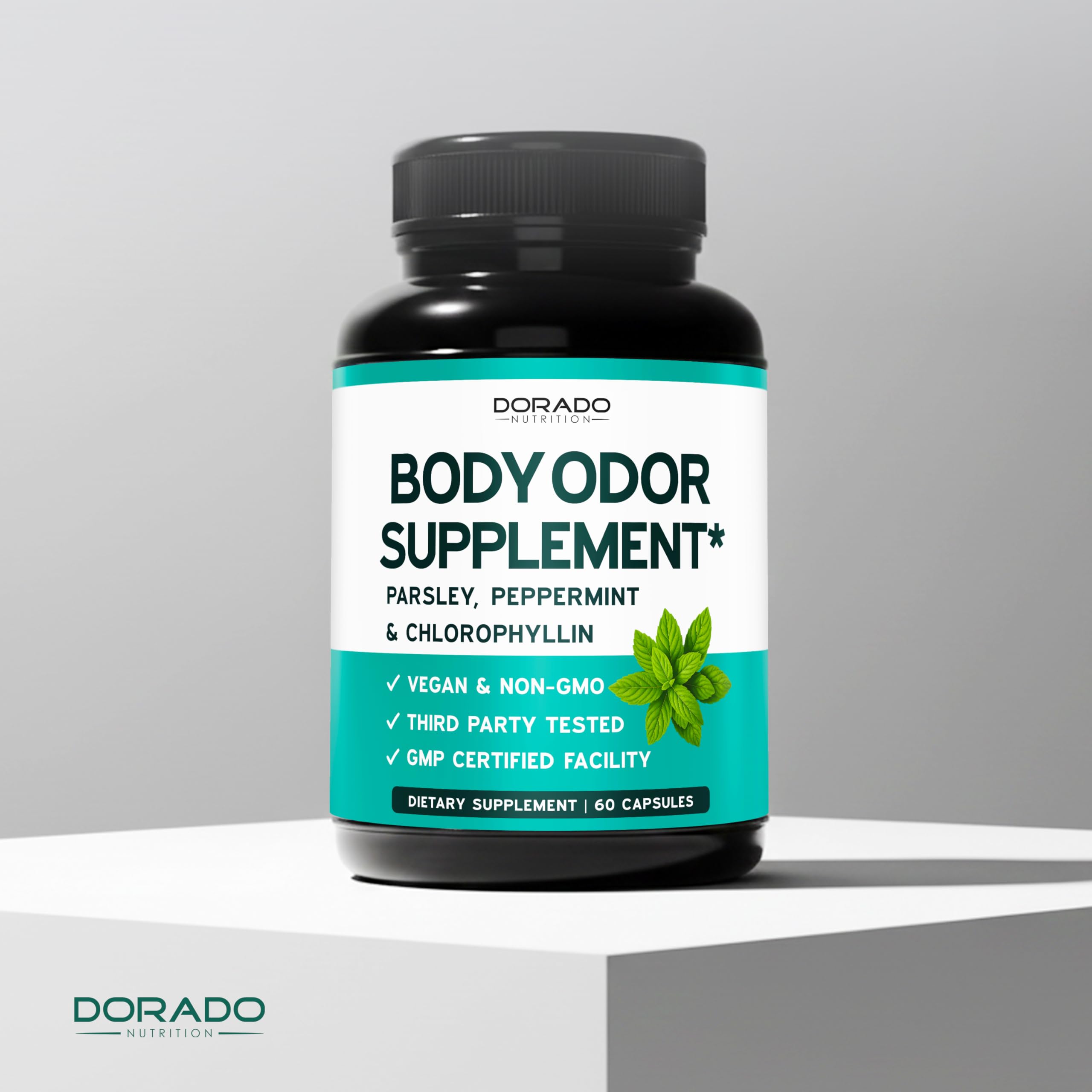 DORADO NUTRITION Chlorophyll Capsules on a wooden table
