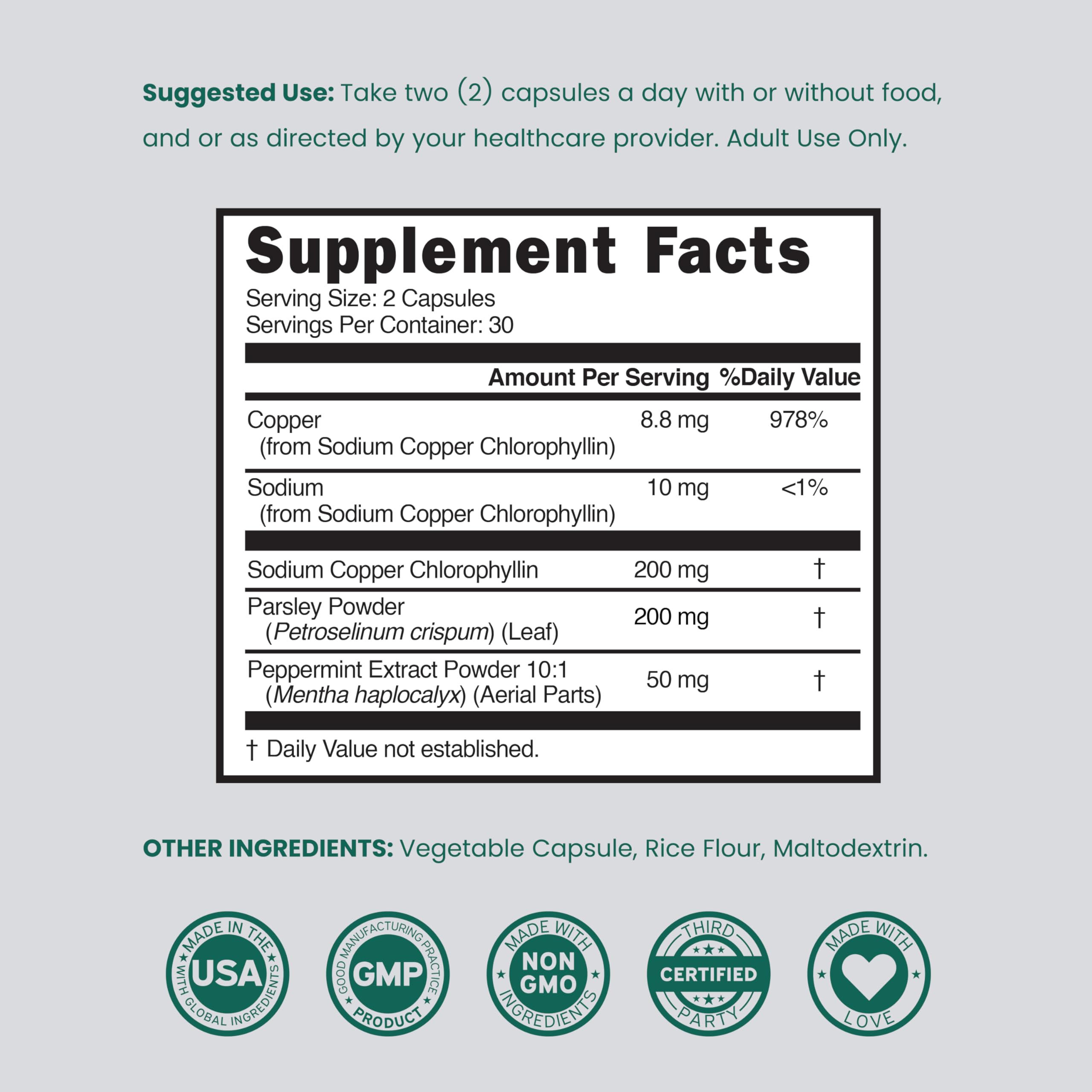 DORADO NUTRITION Chlorophyll Capsules with fresh herbs
