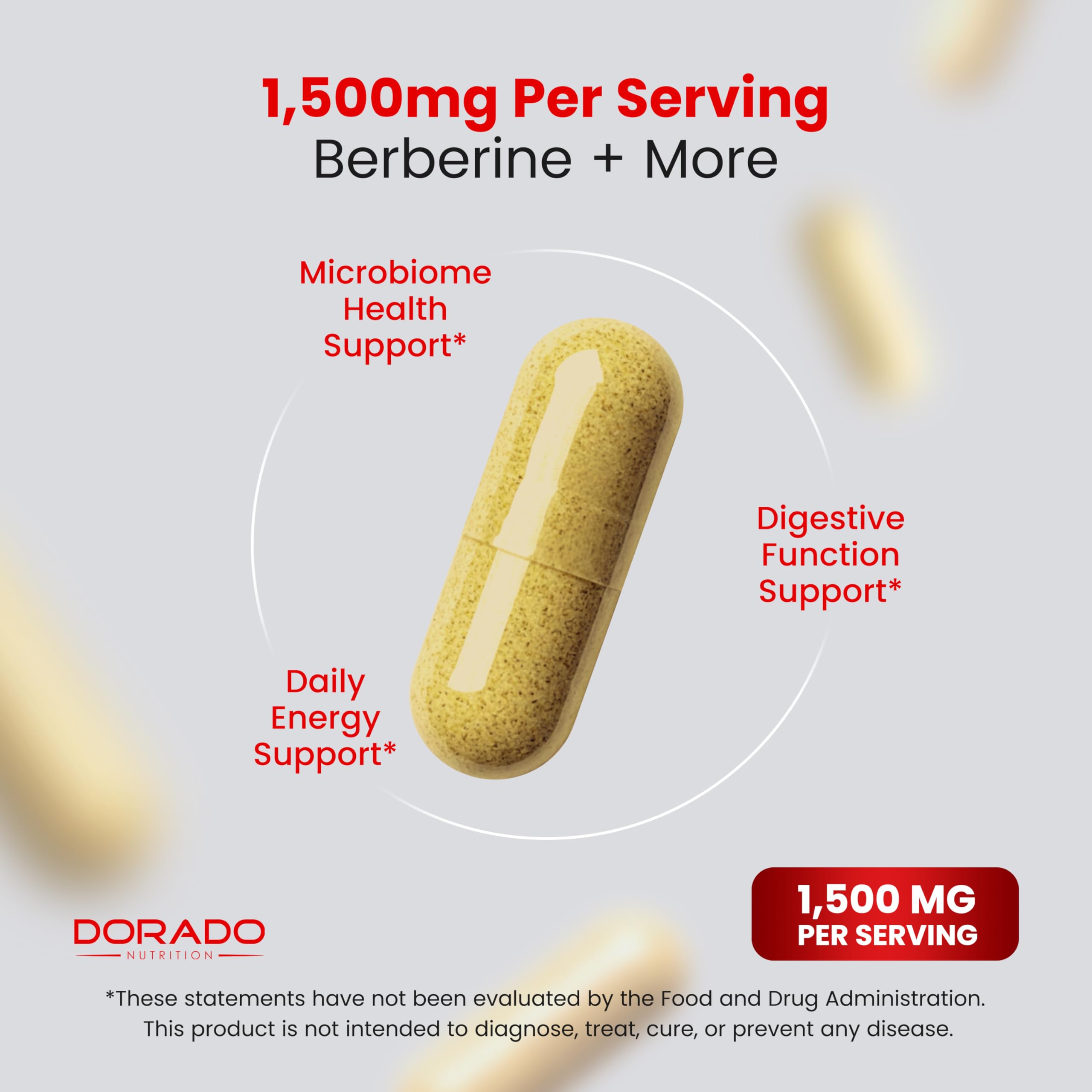 DORADO NUTRITION GLP-1 Berberine Capsules on a wooden table