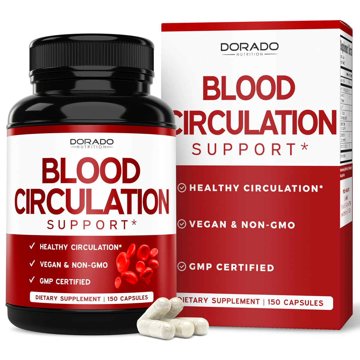 DORADO NUTRITION Hawthorn Blood Flow Supplement 150 capsules front view