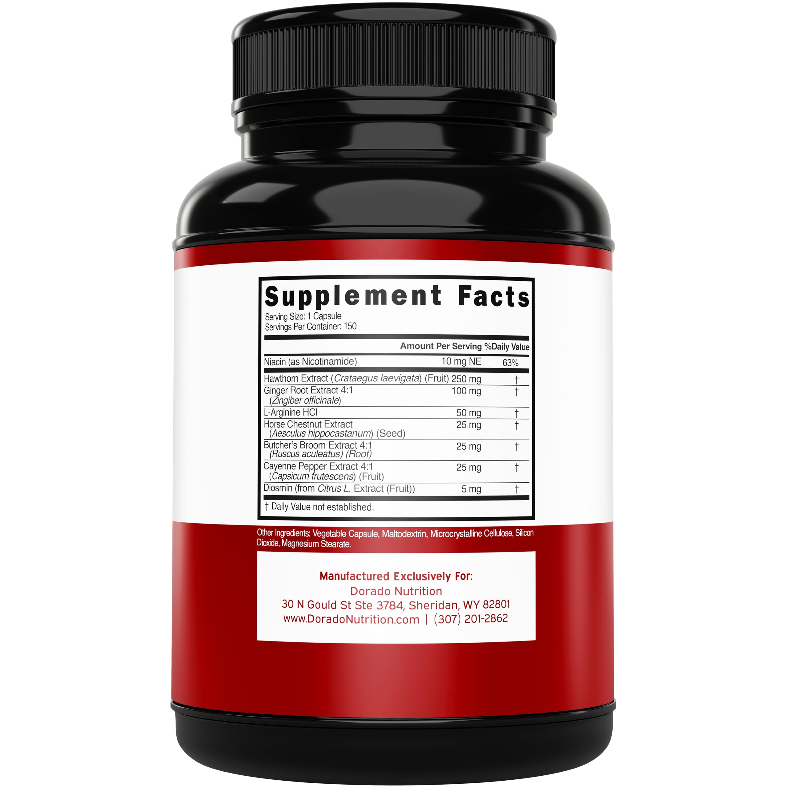 DORADO NUTRITION Hawthorn Blood Flow Supplement side view with label