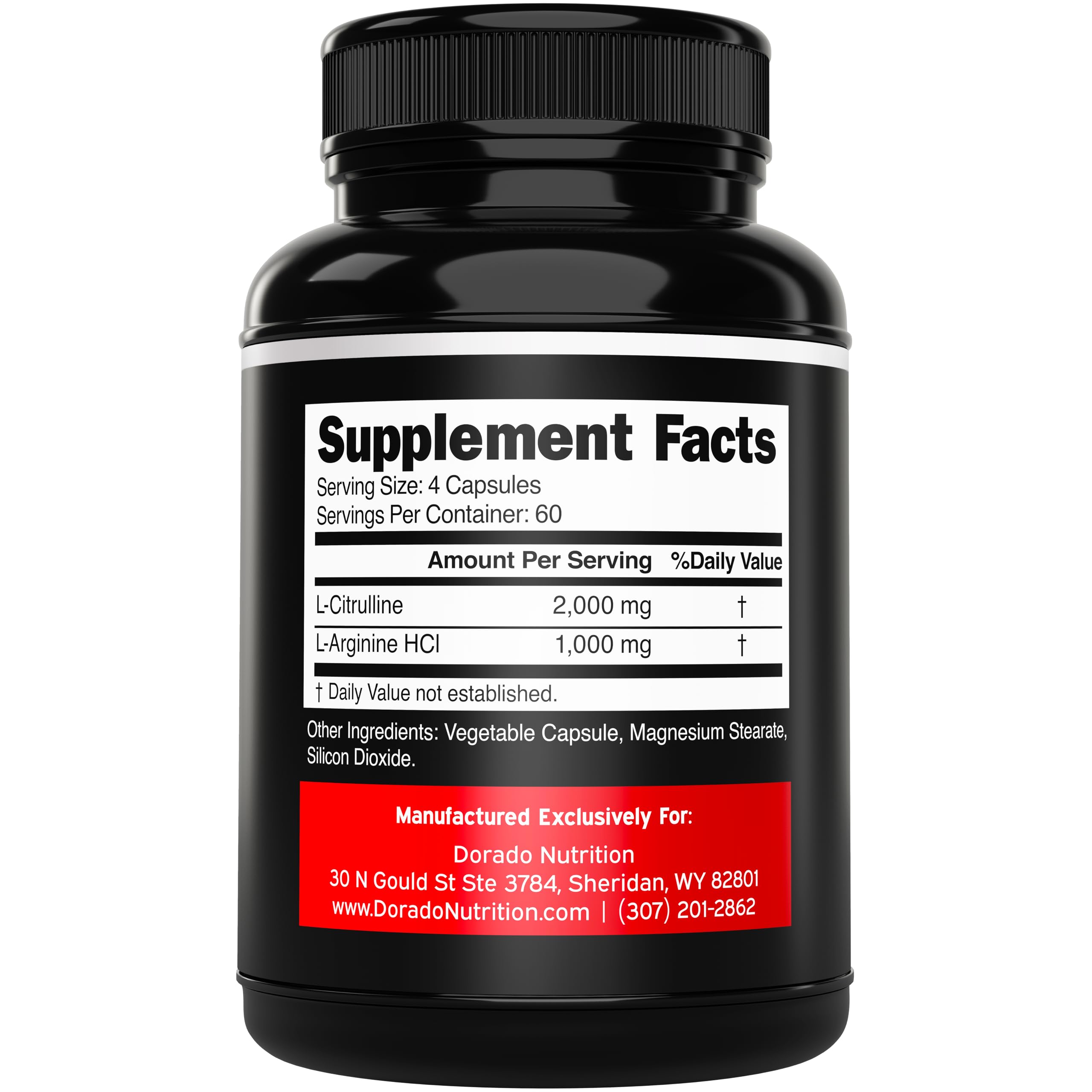 DORADO NUTRITION L-Arginine L-Citrulline Complex bottle side view