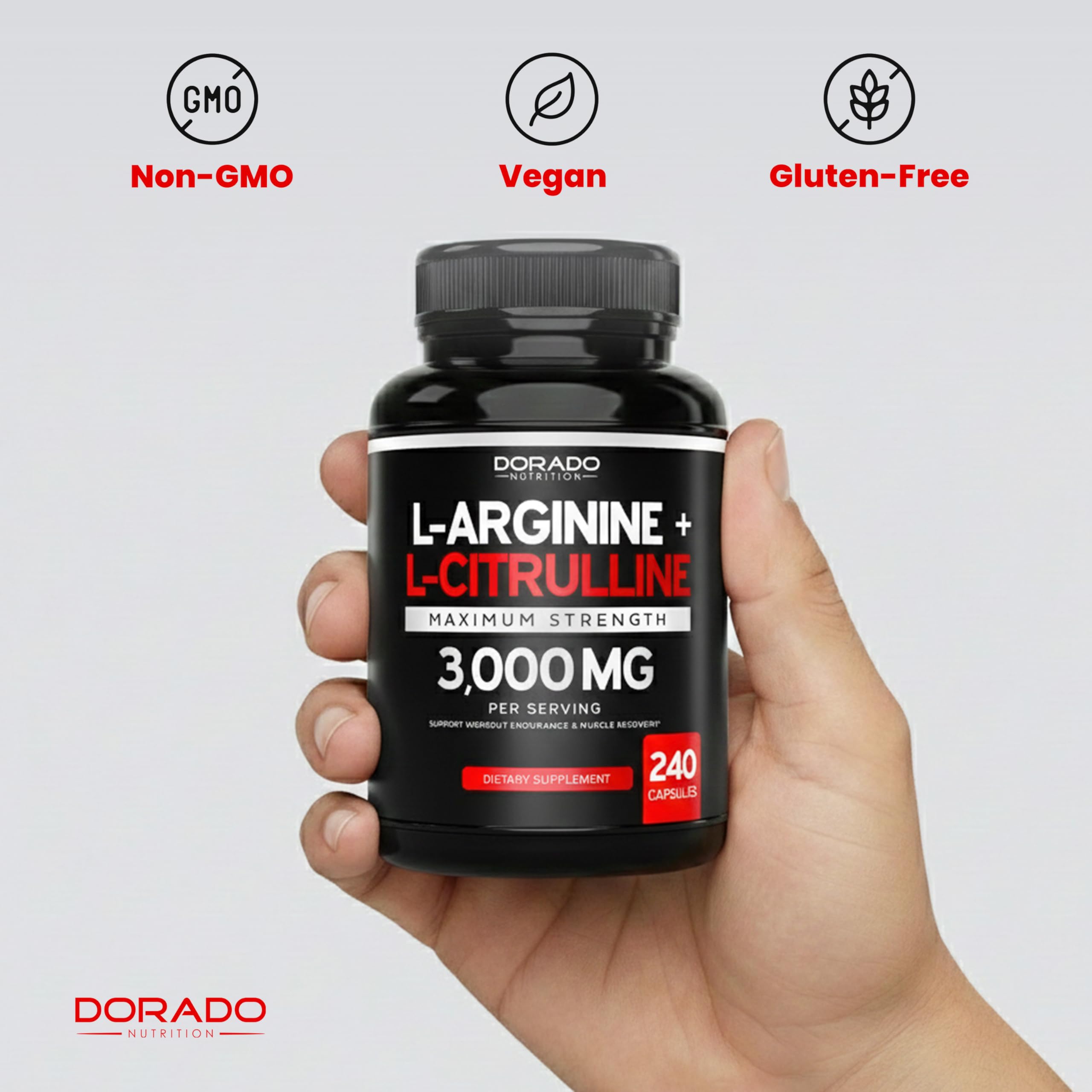 DORADO NUTRITION L-Arginine L-Citrulline Complex capsules in a bowl