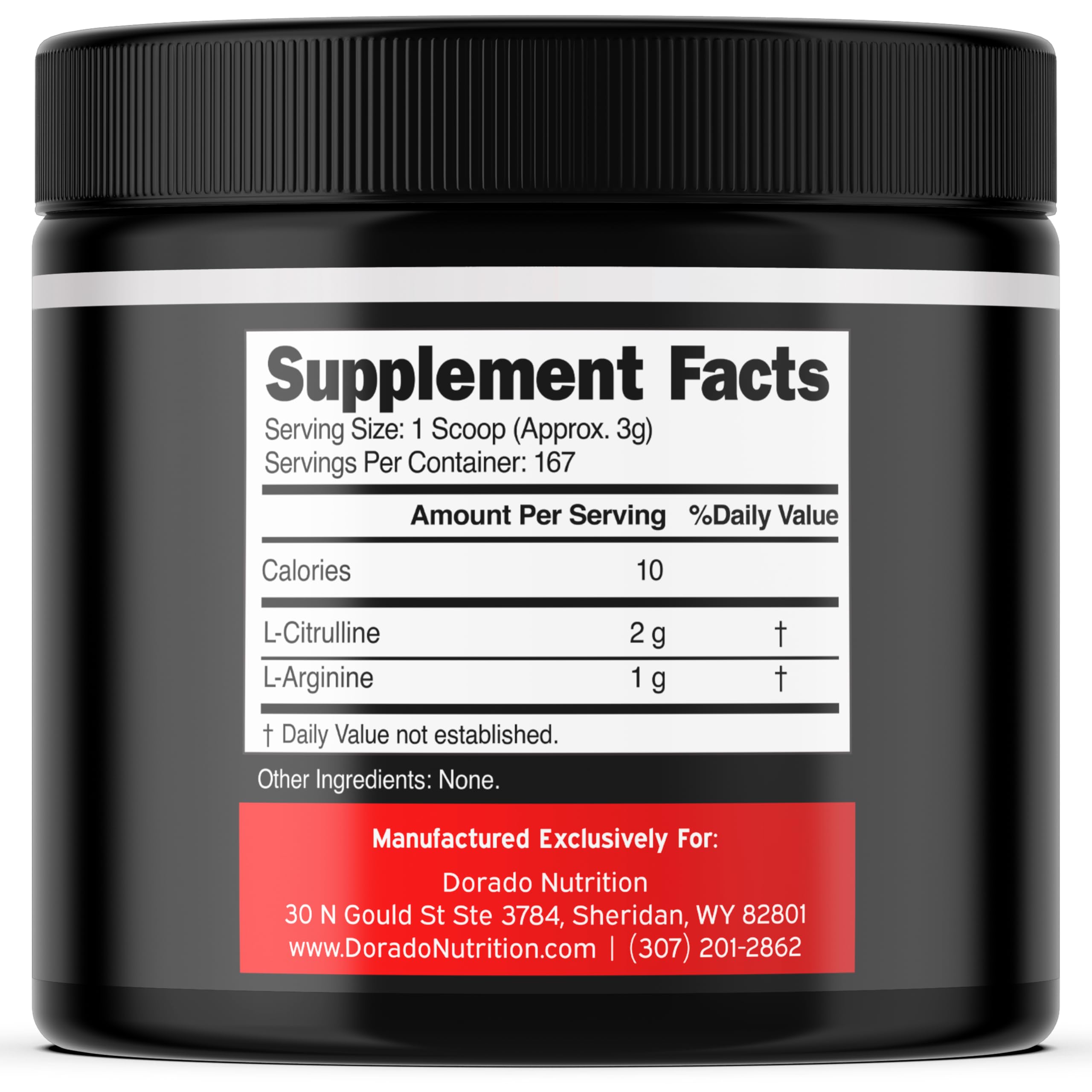 DORADO NUTRITION L-Arginine L-Citrulline Powder 500g packaging