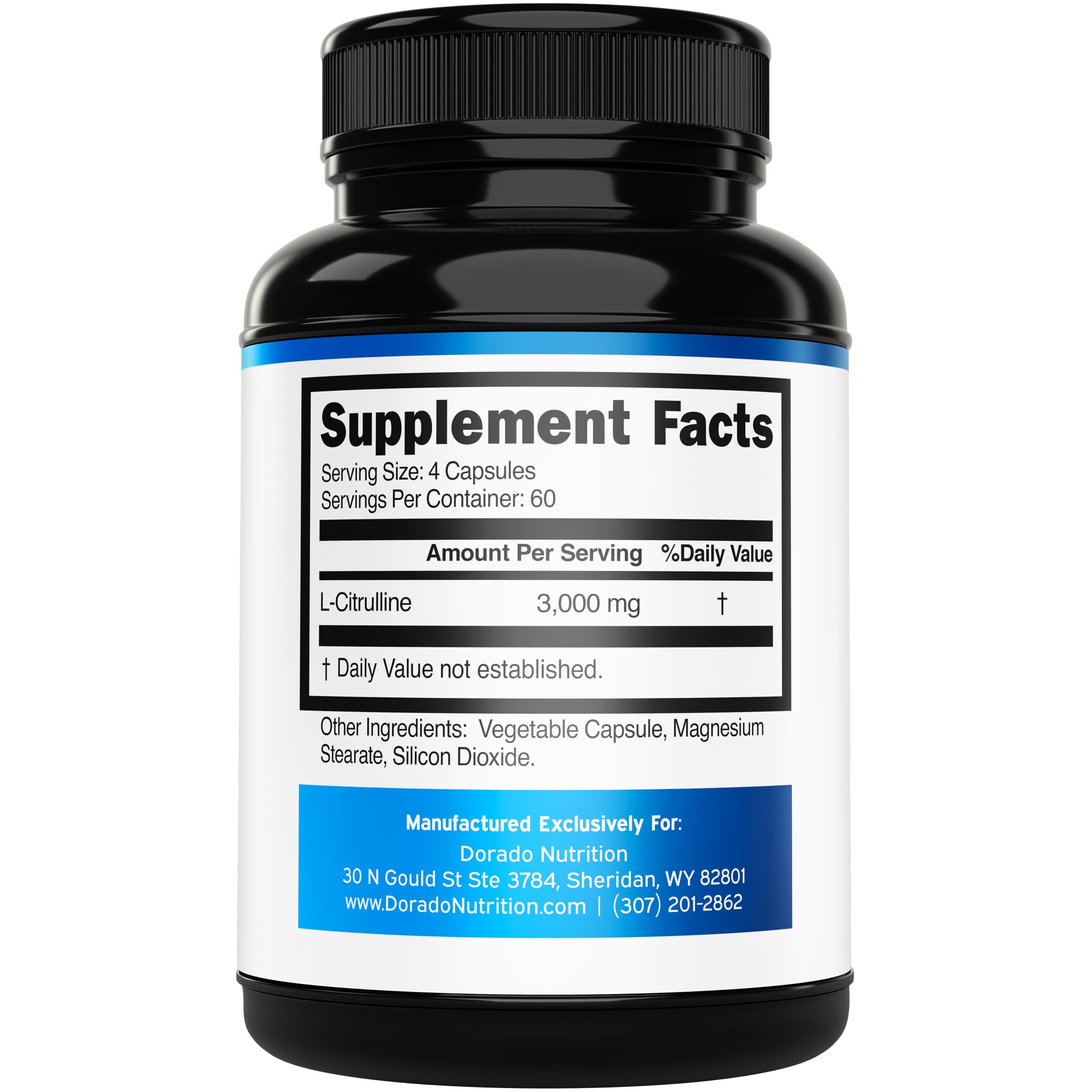 DORADO NUTRITION L-Citrulline Capsules bottle side view