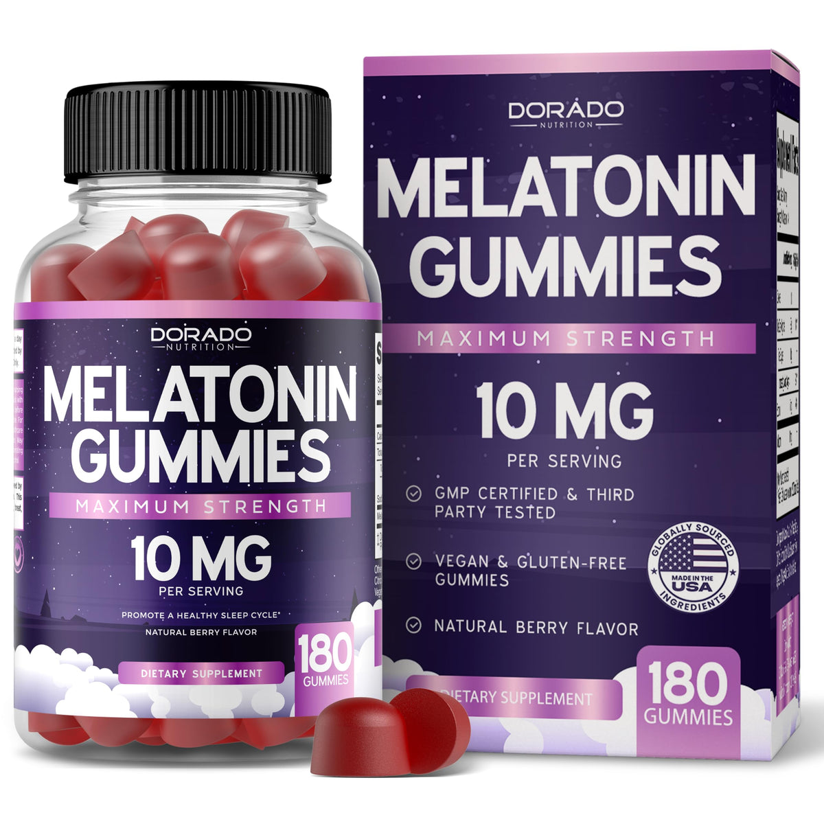 DORADO NUTRITION Melatonin Gummies 10mg front view packaging