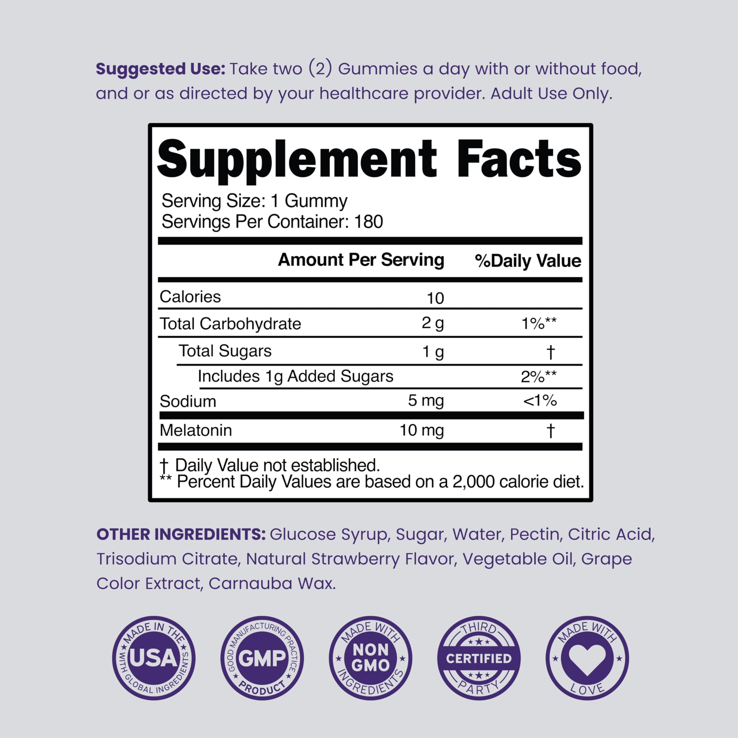 DORADO NUTRITION Melatonin Gummies 10mg side view
