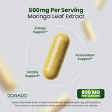 DORADO NUTRITION Moringa Supplement 800mg capsules in a lifestyle setting