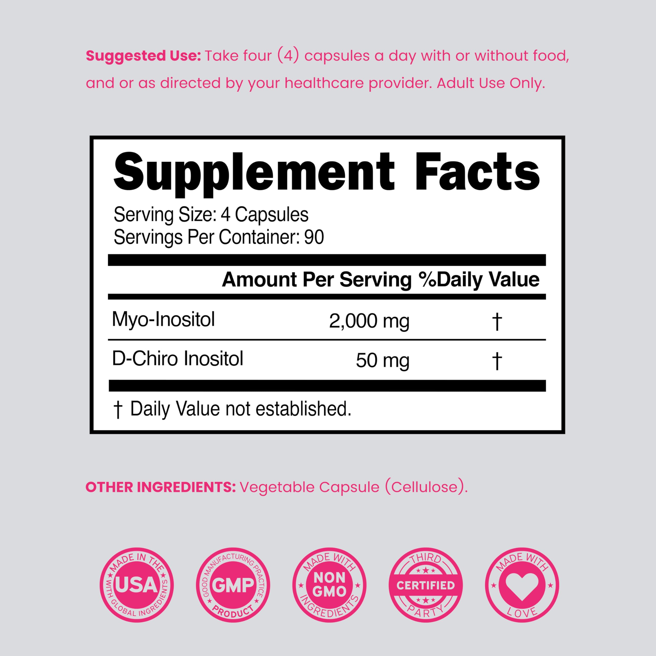 DORADO NUTRITION Myo & D-Chiro Inositol Supplement ingredients list