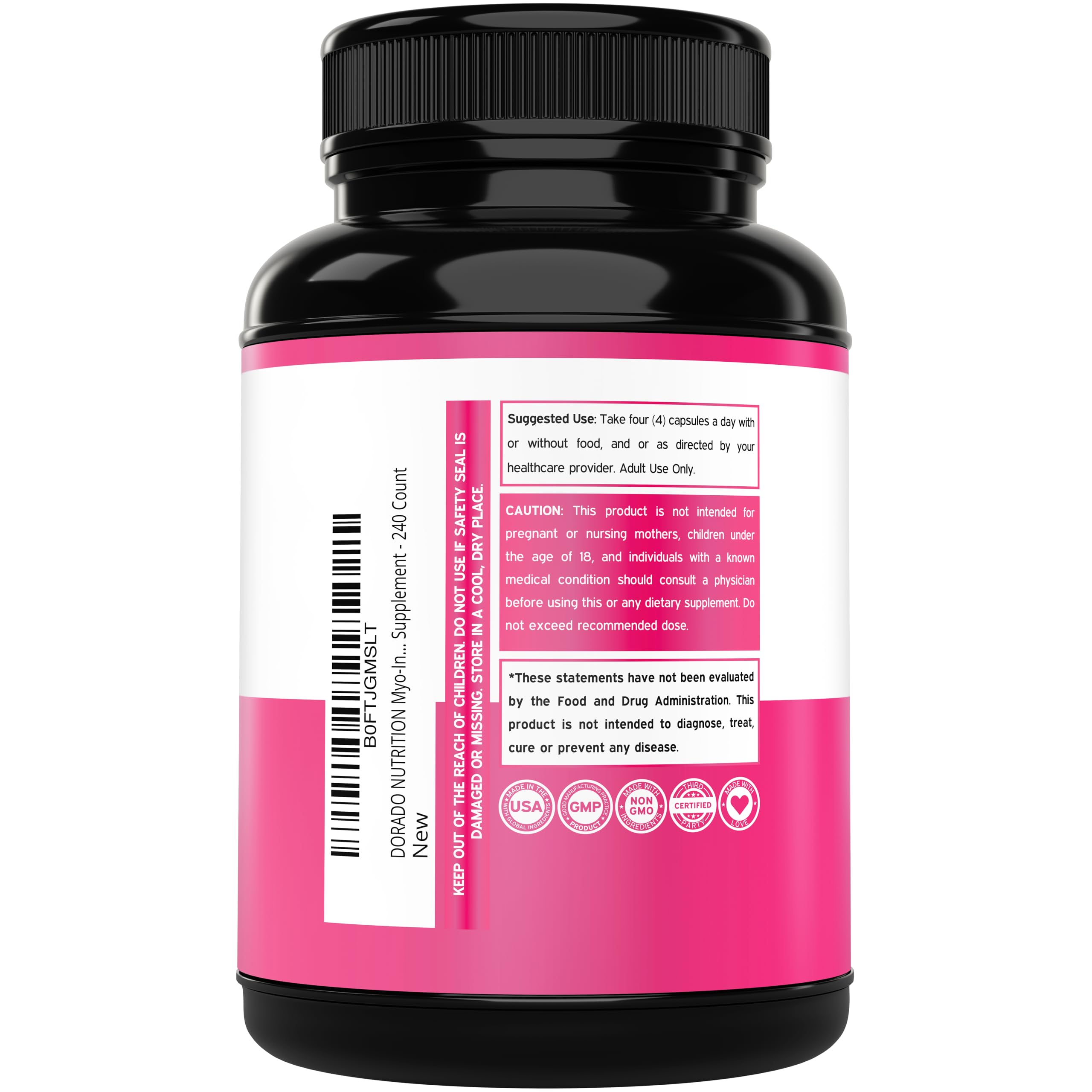 DORADO NUTRITION Myo-Inositol & D-Chiro Supplement bottle with capsules