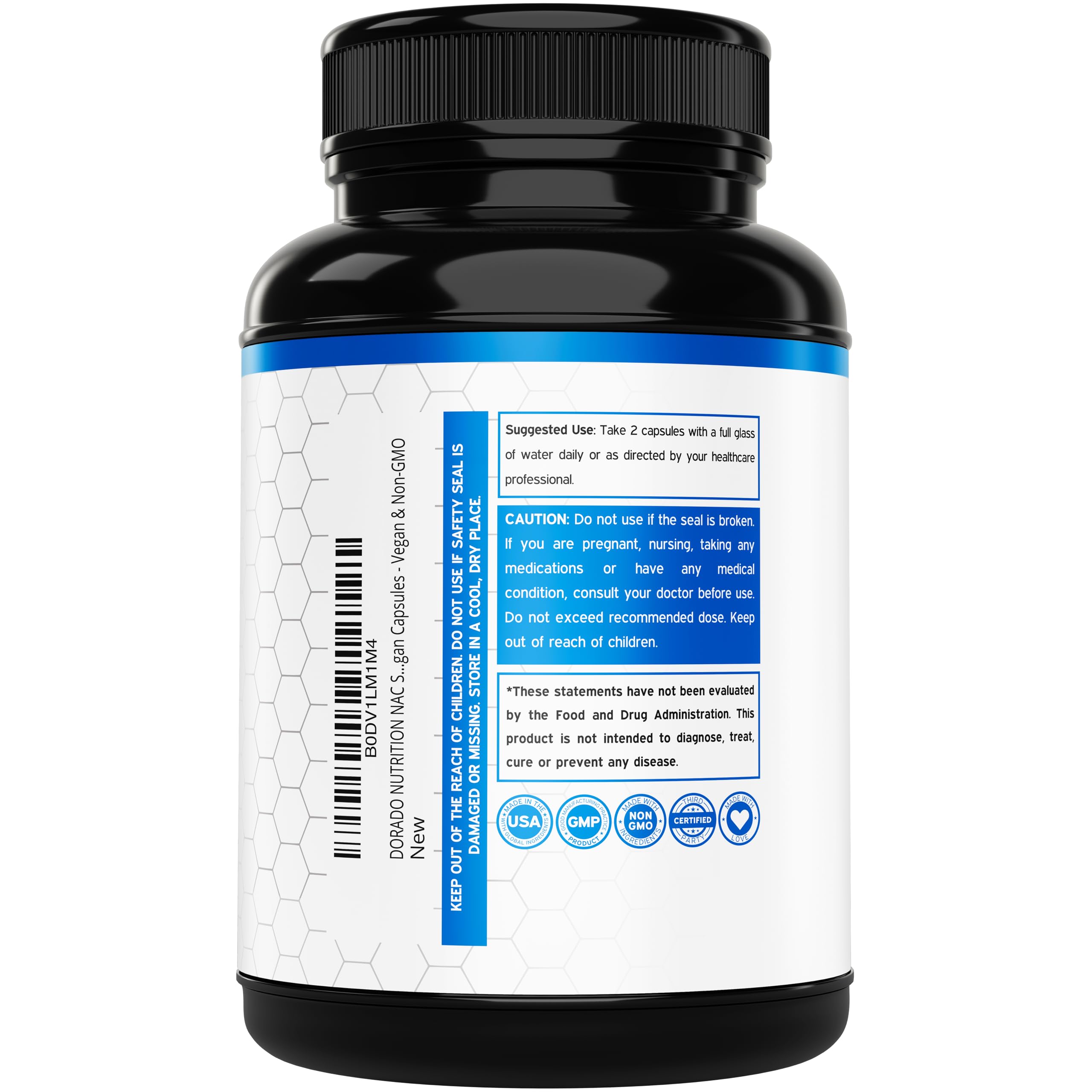 DORADO NUTRITION NAC Supplement 1000mg capsules bottle with label