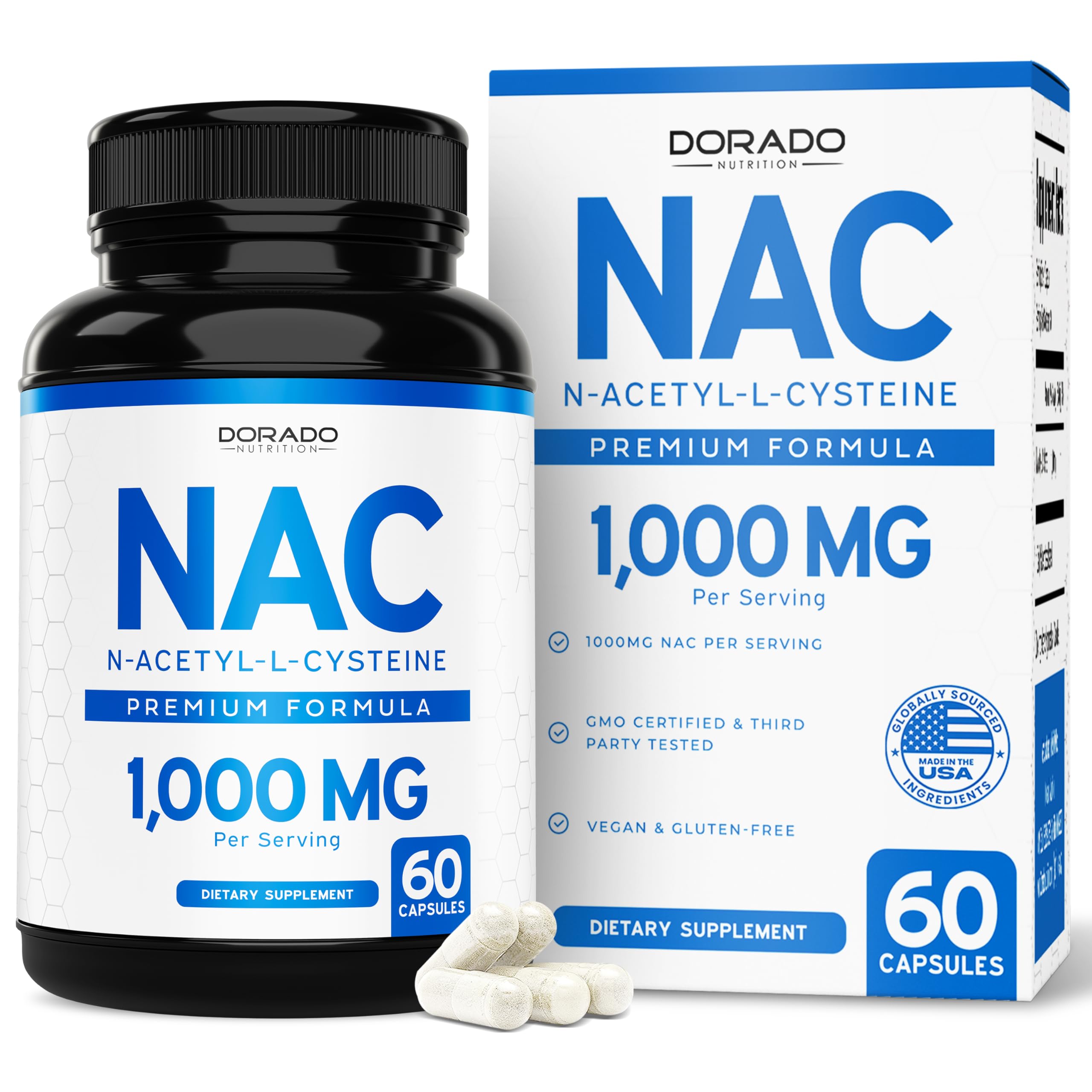 DORADO NUTRITION NAC Supplement 1000mg capsules front view