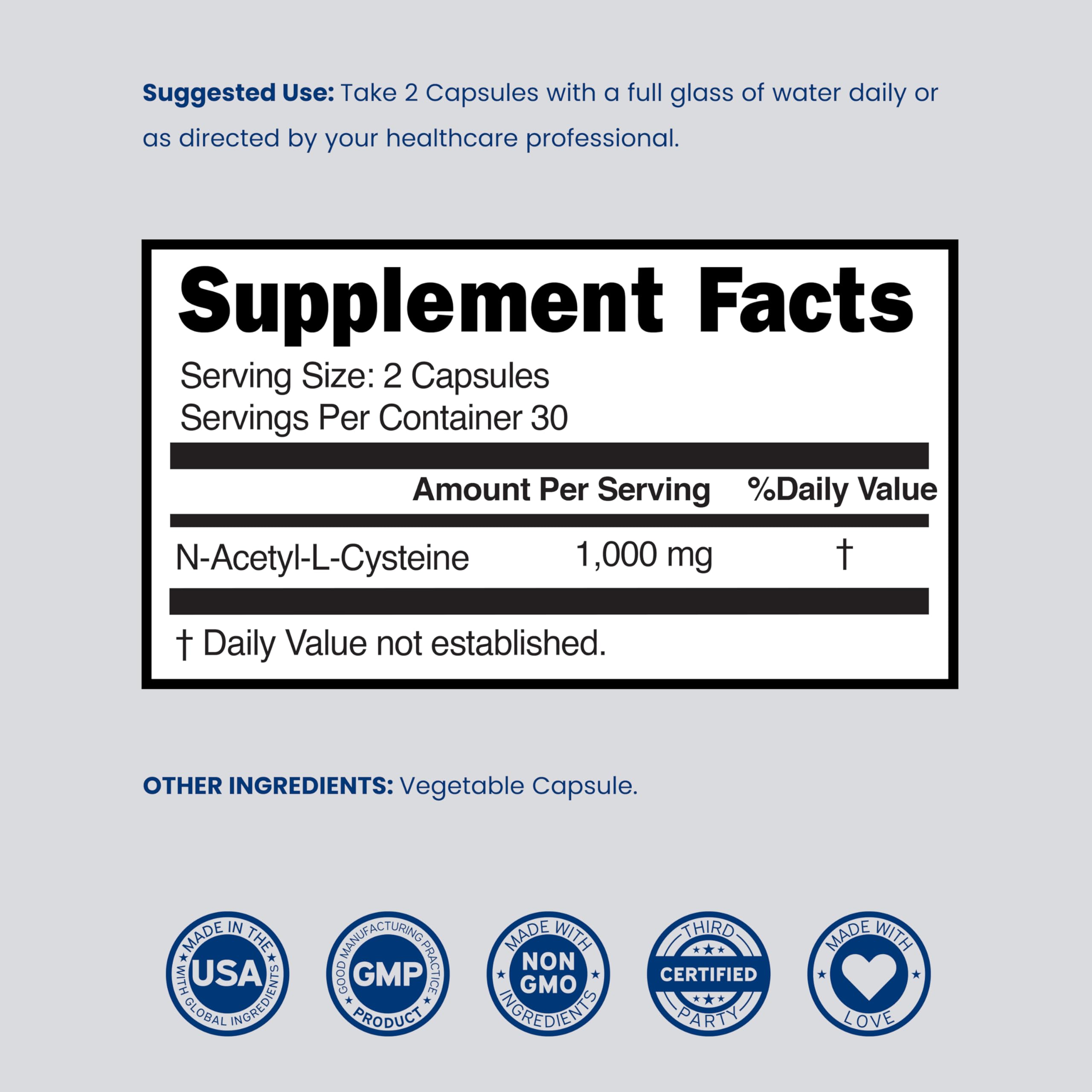 DORADO NUTRITION NAC Supplement 1000mg capsules on a wooden table