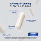 DORADO NUTRITION NAC Supplement 1000mg capsules opened bottle