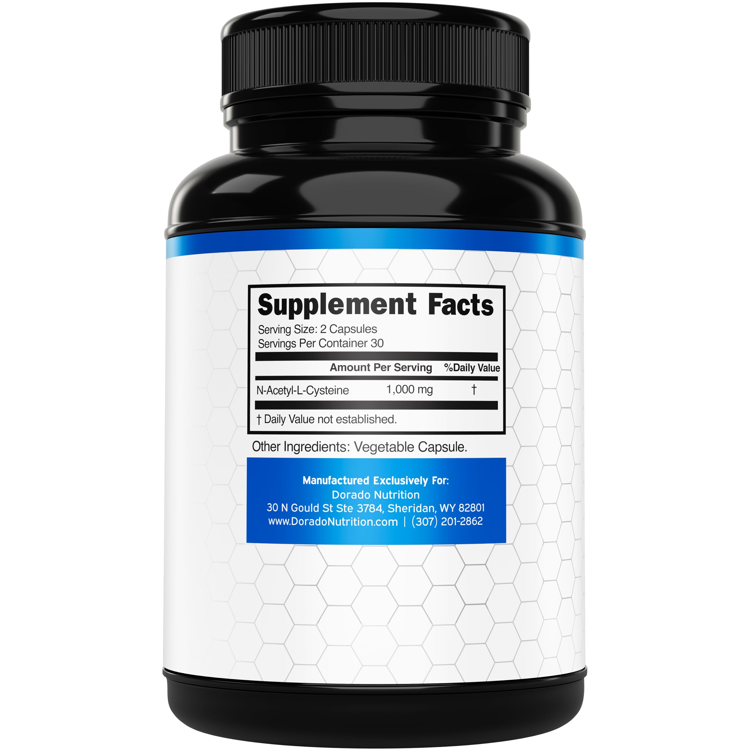 DORADO NUTRITION NAC Supplement 1000mg capsules side view