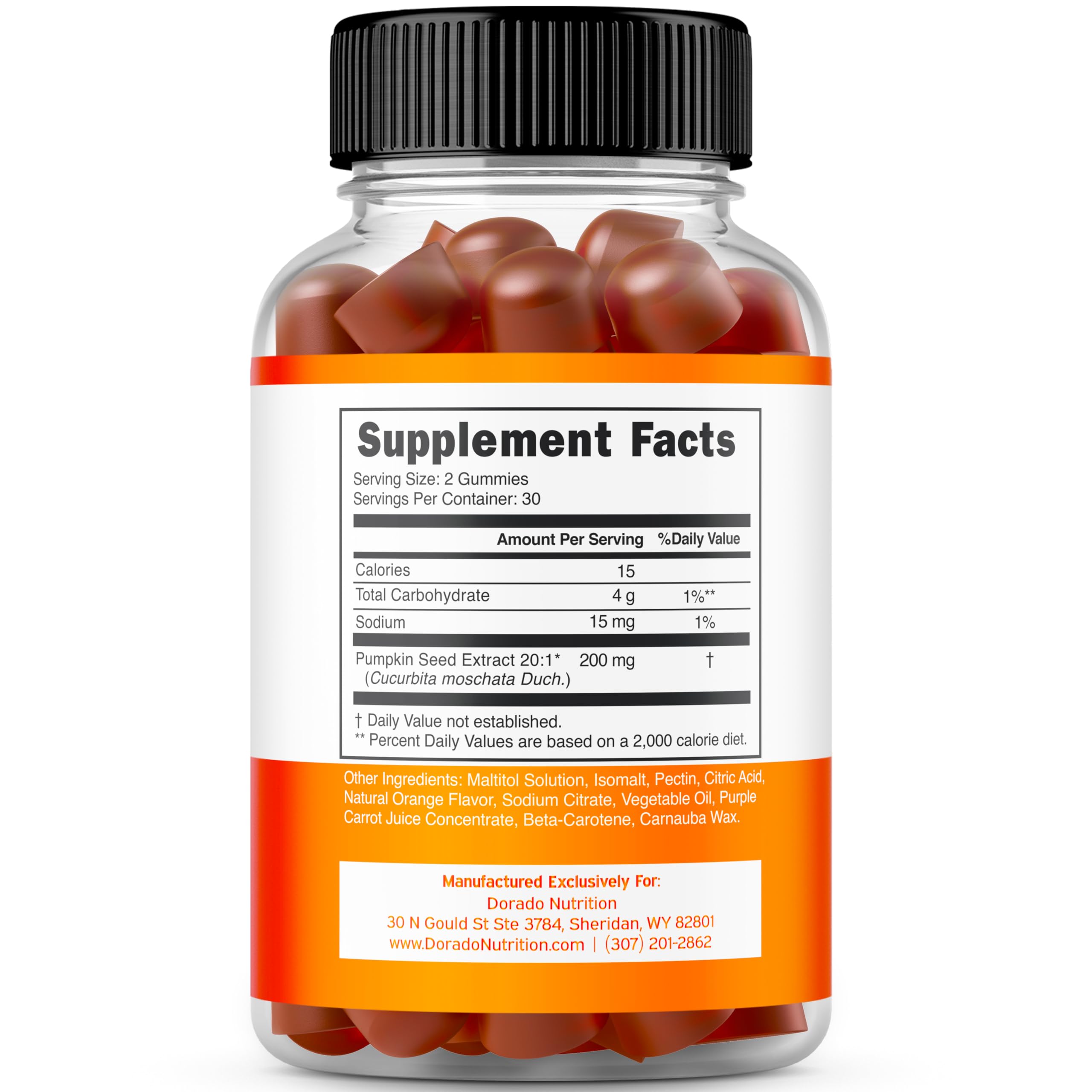 DORADO NUTRITION Pumpkin Seed Oil Gummies orange flavour close-up