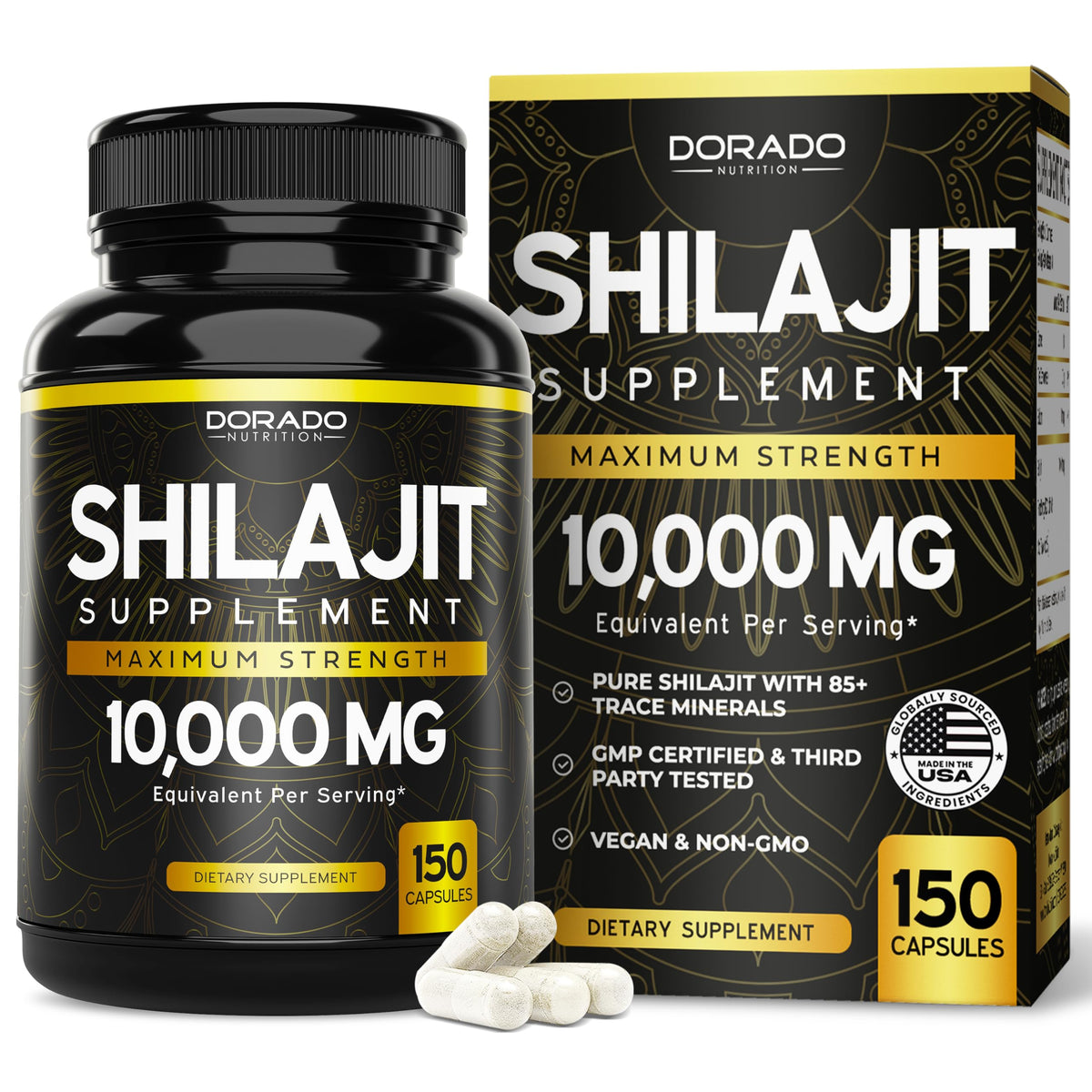 DORADO NUTRITION Shilajit Capsules 1000mg bottle front view