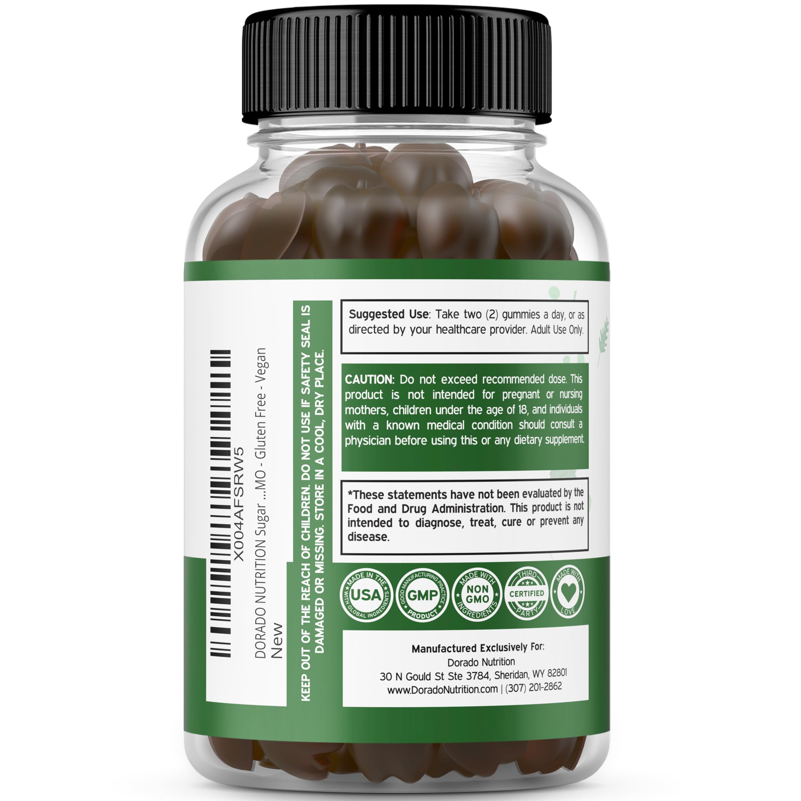 DORADO NUTRITION Sugar-Free Superfruits & Supergreens Gummies nutritional information
