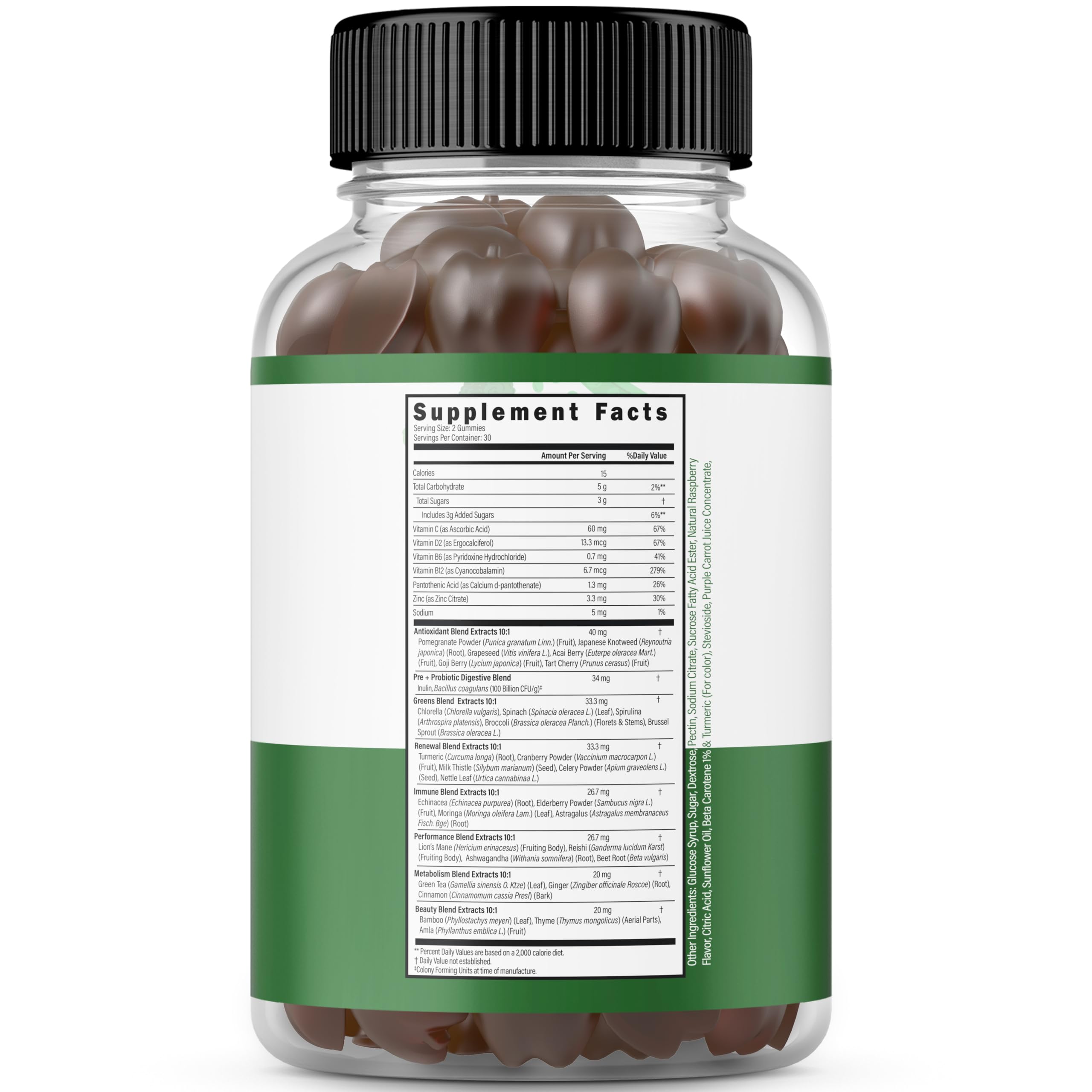 DORADO NUTRITION SuperGreens Gummies bottle side view