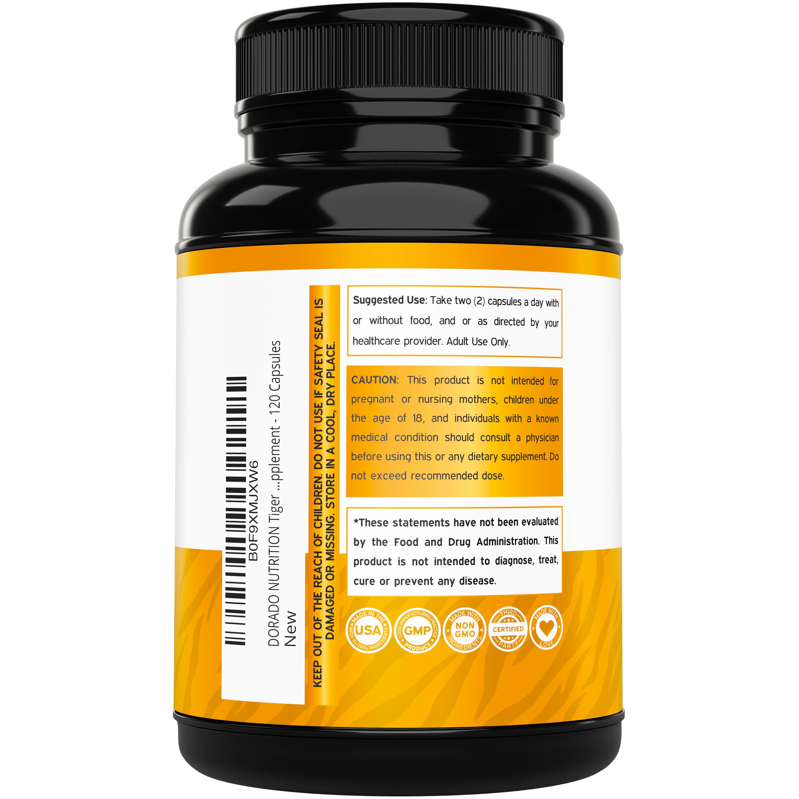 DORADO NUTRITION Tiger Milk Mushroom Supplement 500mg capsules with a measuring spoon