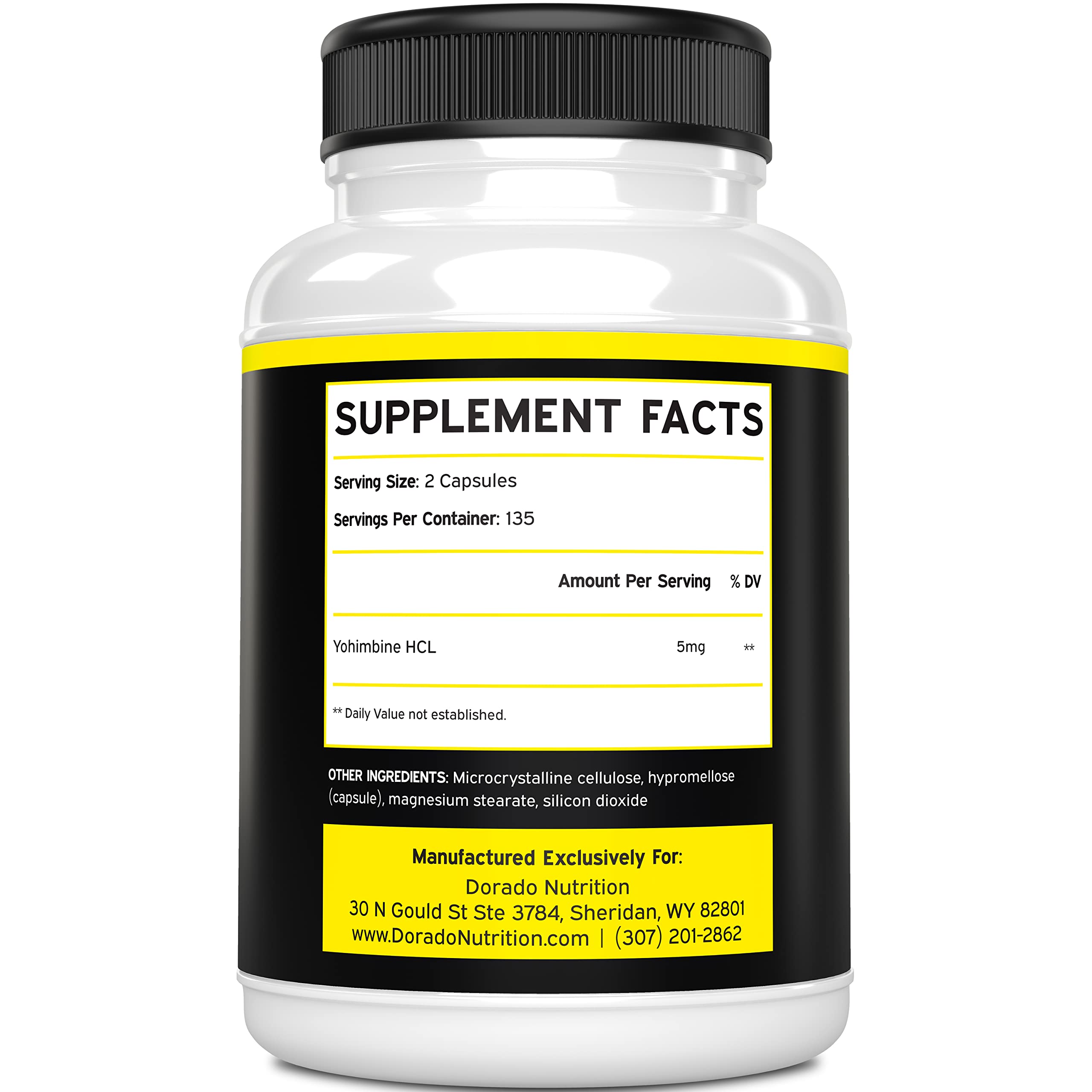 DORADO NUTRITION Yohimbine HCL 270 Capsules side view