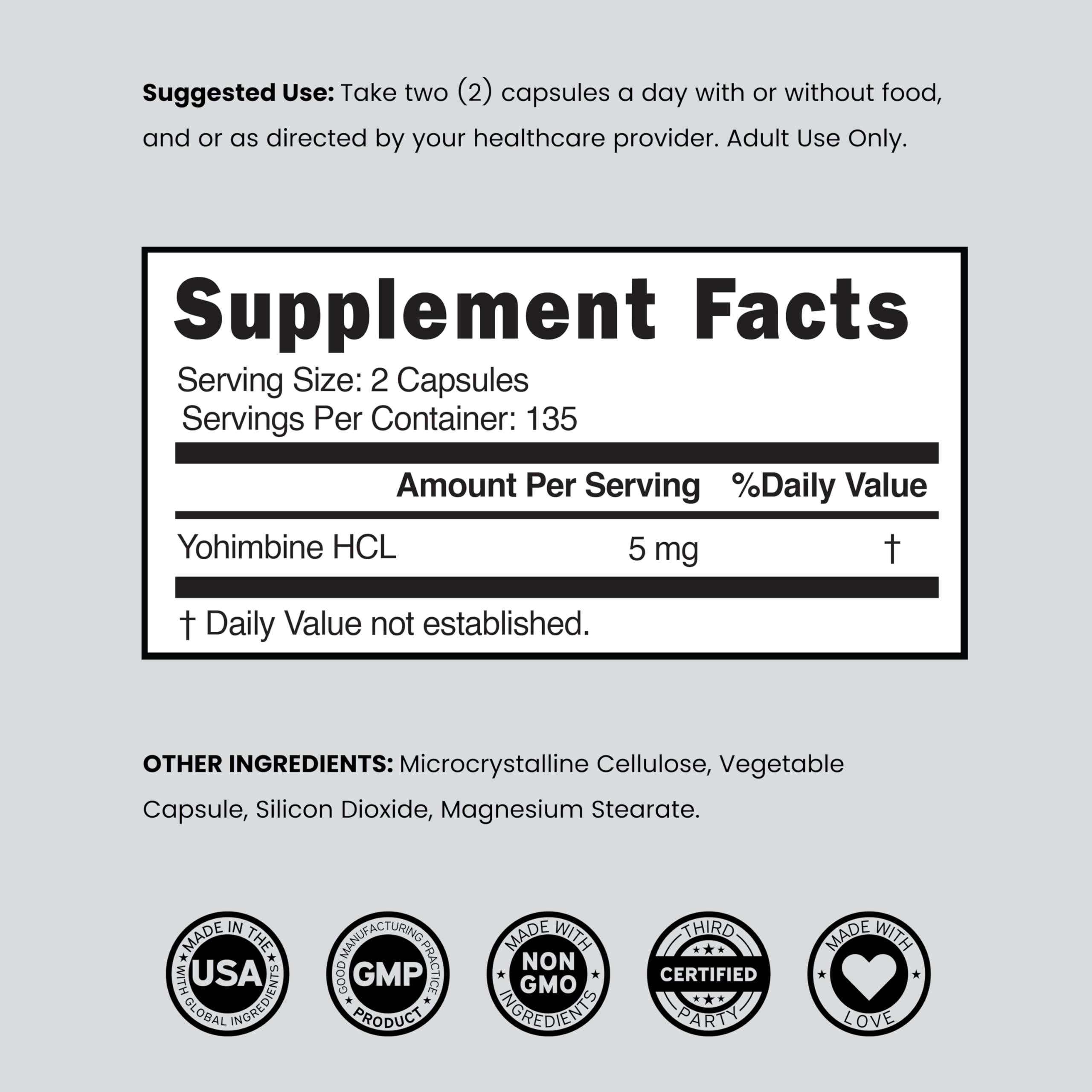 DORADO NUTRITION Yohimbine HCL bottle with cap open