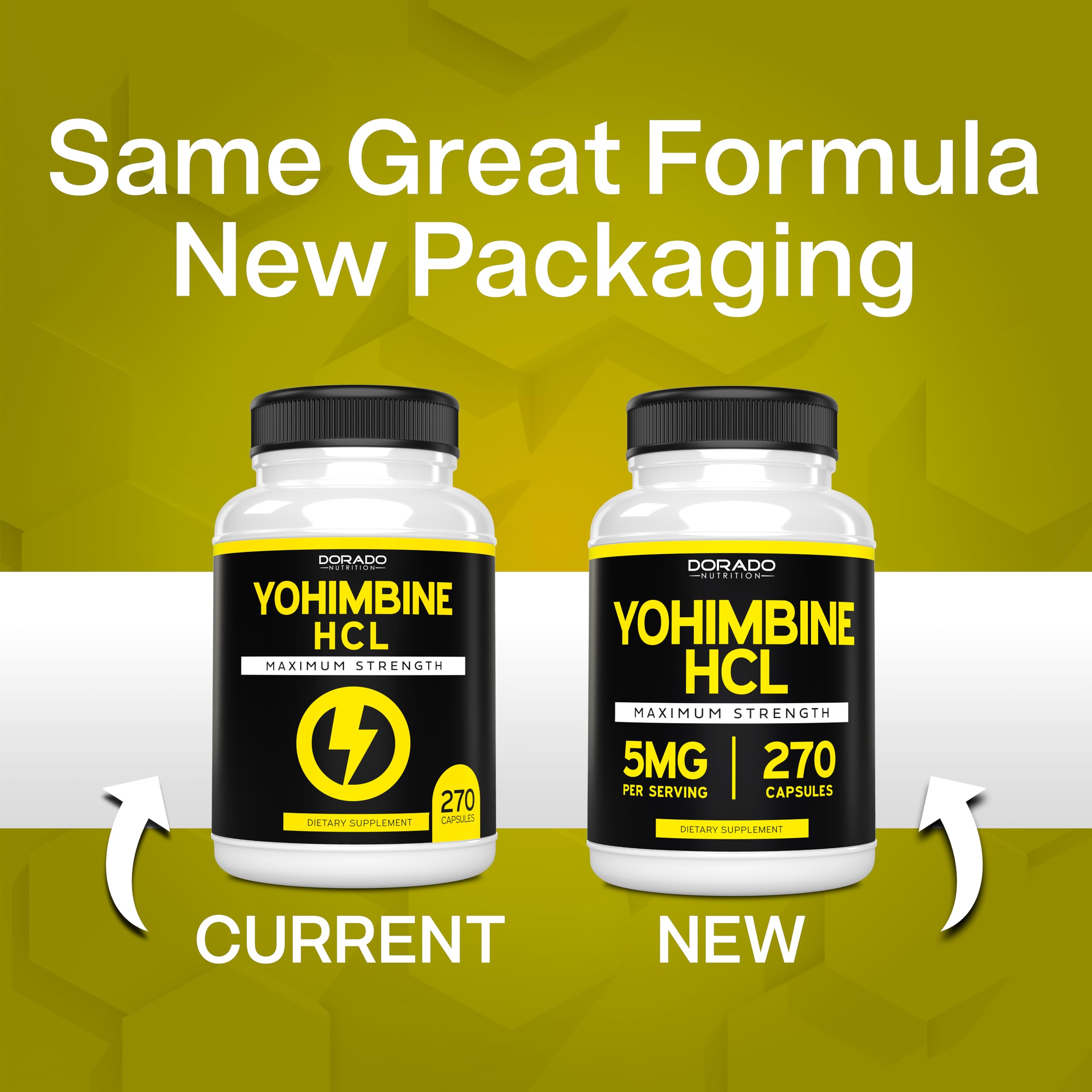DORADO NUTRITION Yohimbine HCL capsules in a hand