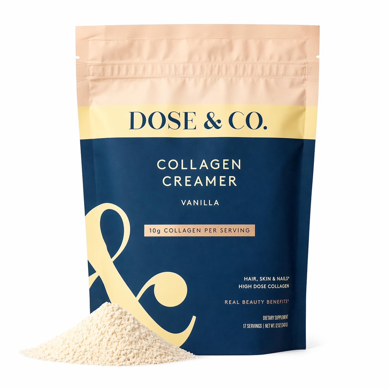 DOSE & CO. Collagen Creamer 340g vanilla flavour front view