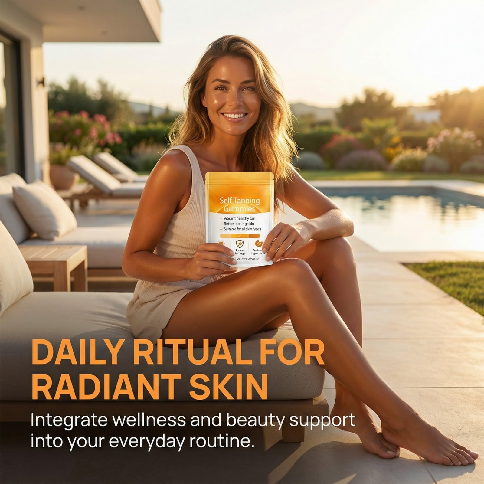 Dotkara Astaxanthin Tanning Gummies with ingredients displayed