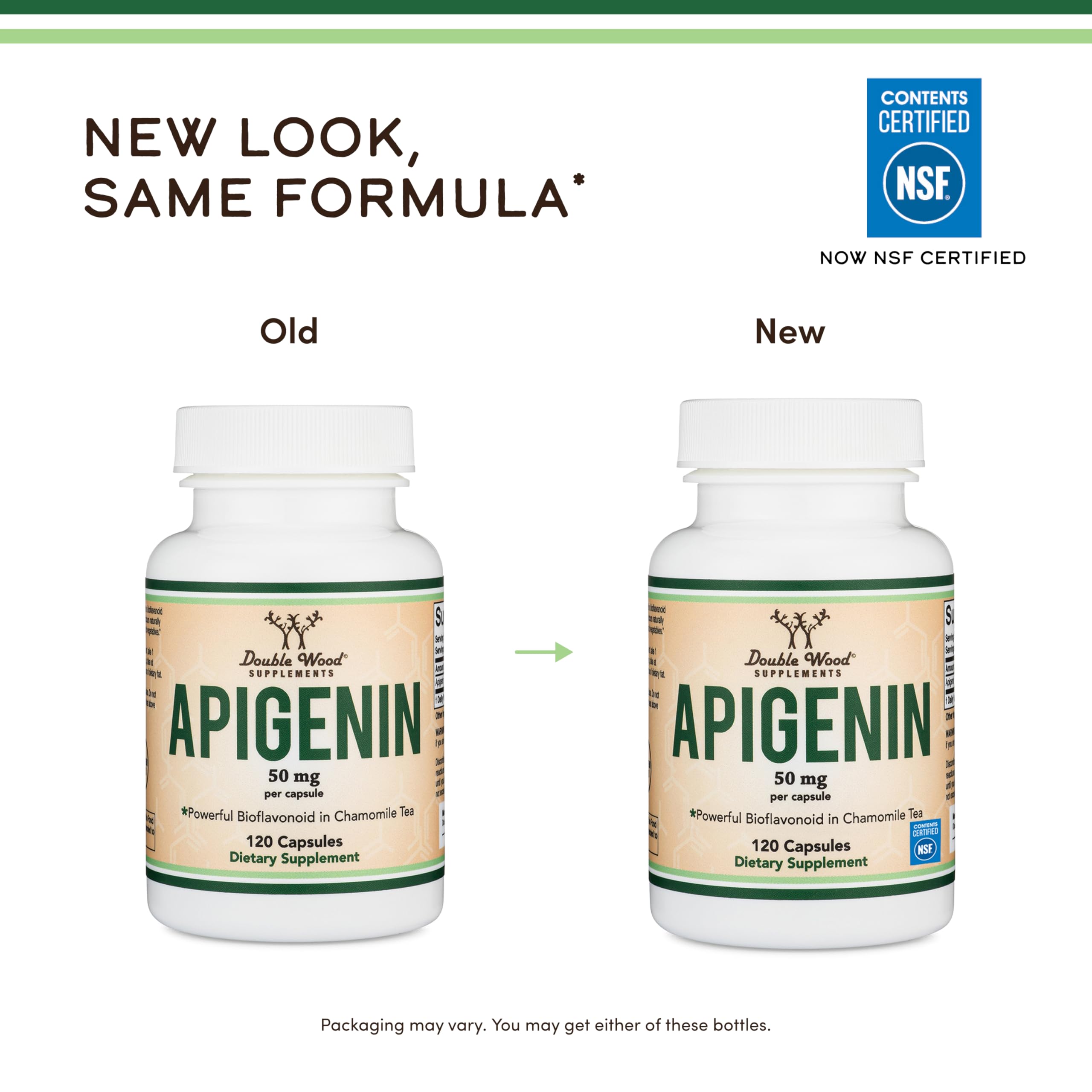 Double Wood Apigenin capsules close-up