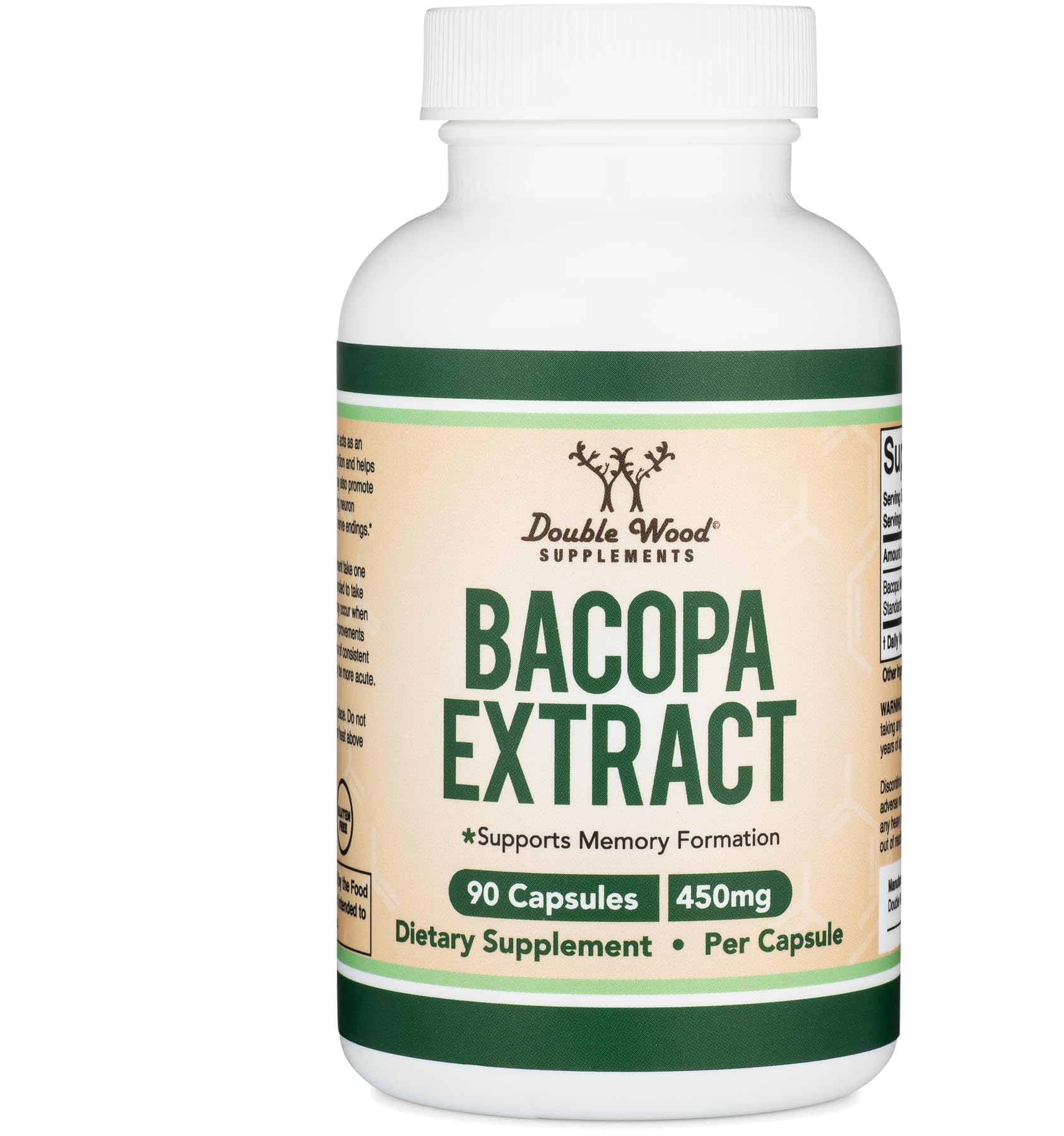 Double Wood Bacopa Extract 450mg capsules front view